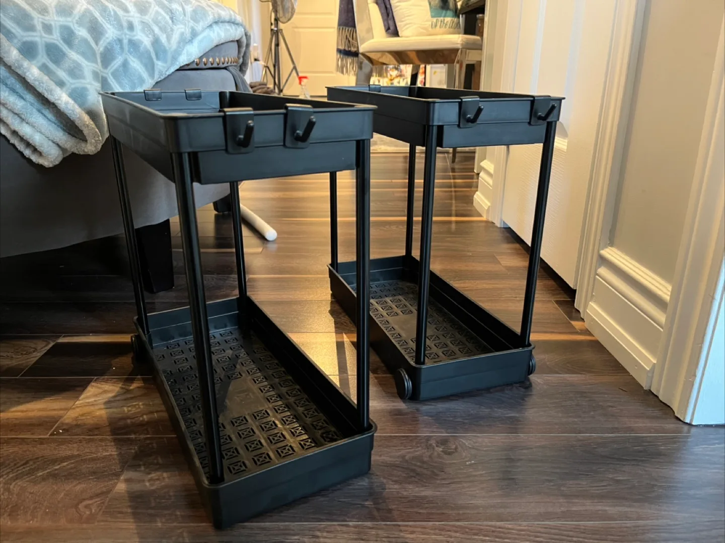 Black Rolling Storage Cart - Like New! thumbnail