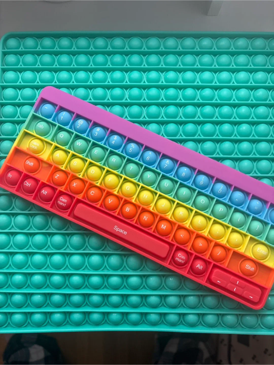 Keyboard Pop It Fidget Toy With Giant Teal Squared Pop It thumbnail