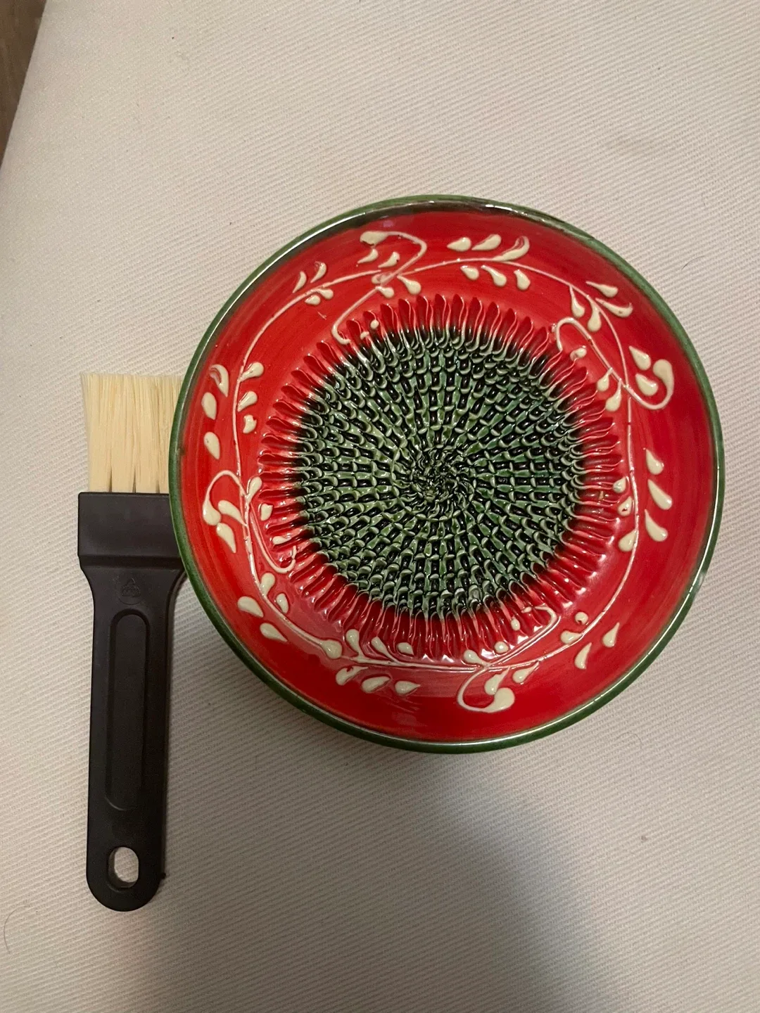 Algarve Handmade Ceramic Garlic Grater with a brush for cleaning thumbnail