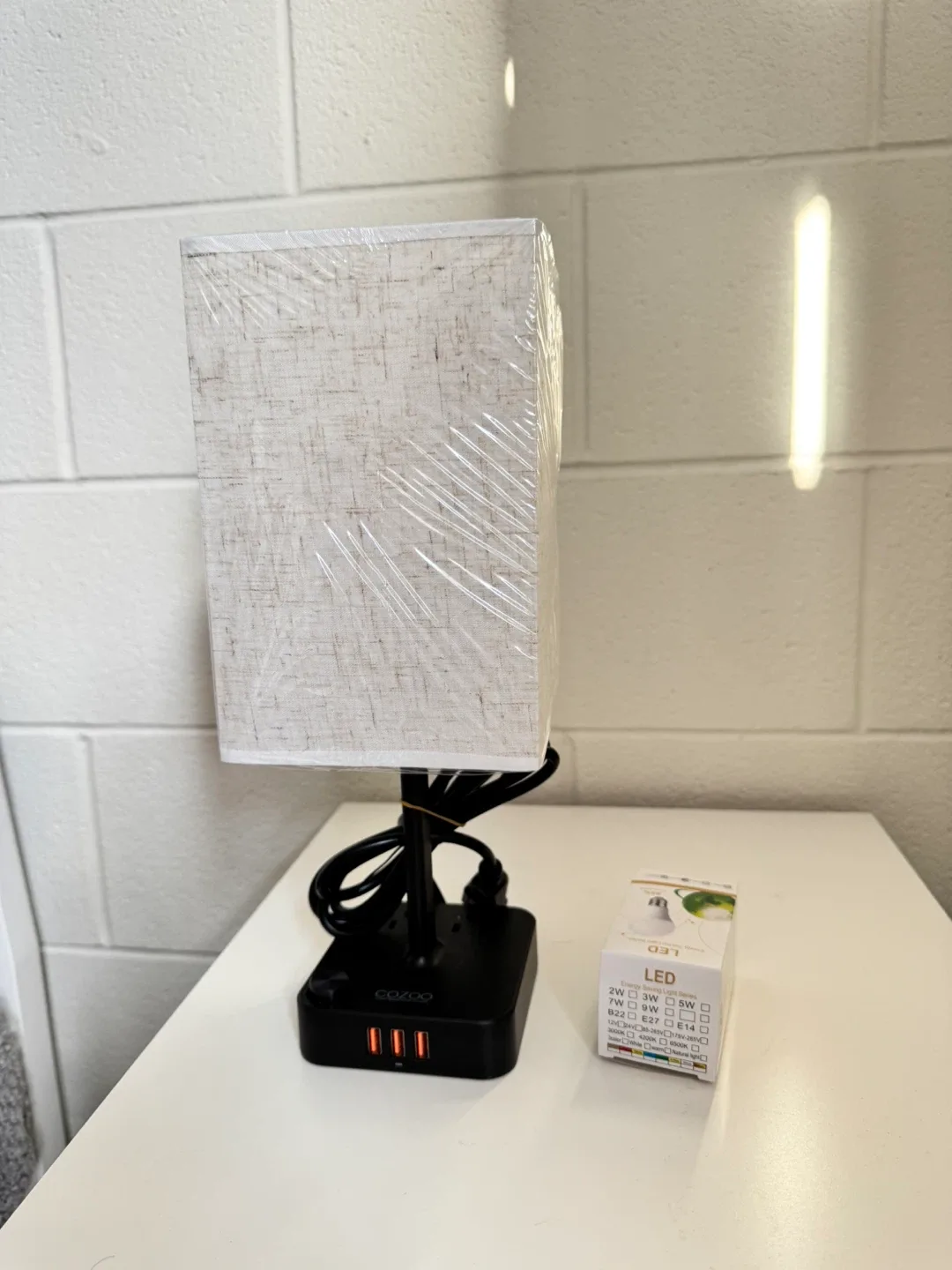 COZOO Bedside Lamp with 3 USB Charging Ports-Flaxen thumbnail