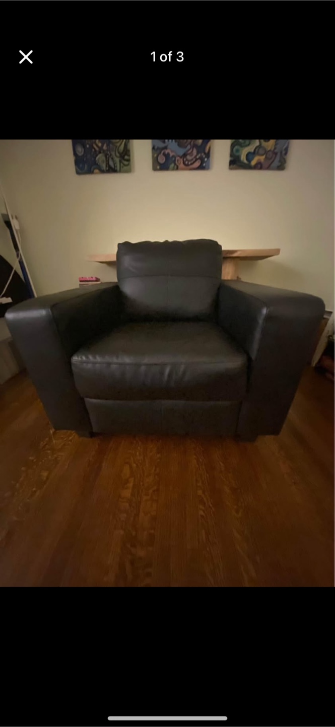 IKEA SKOGABY Black Leather Armchair