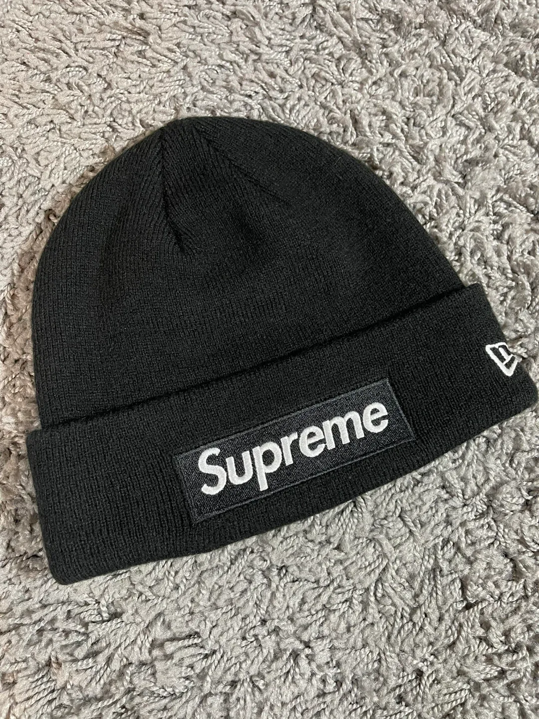 2018FW Supreme x New Era Box Logo Beanie Black image indicator(3)