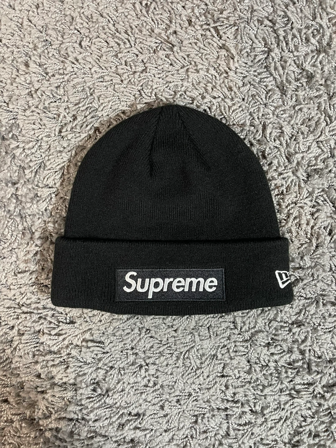 2018FW Supreme x New Era Box Logo Beanie Black