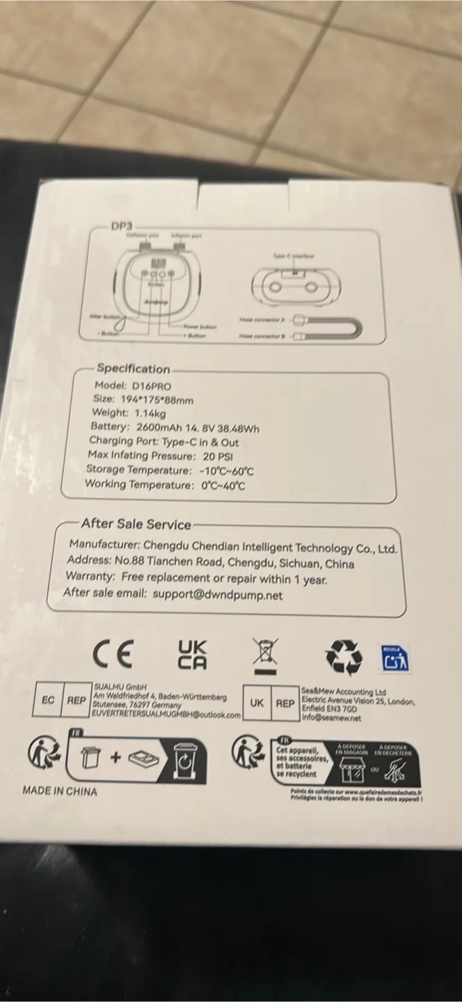 dWndpump DP3 20 PSI Cordless SUP Air Pump - New image indicator(2)