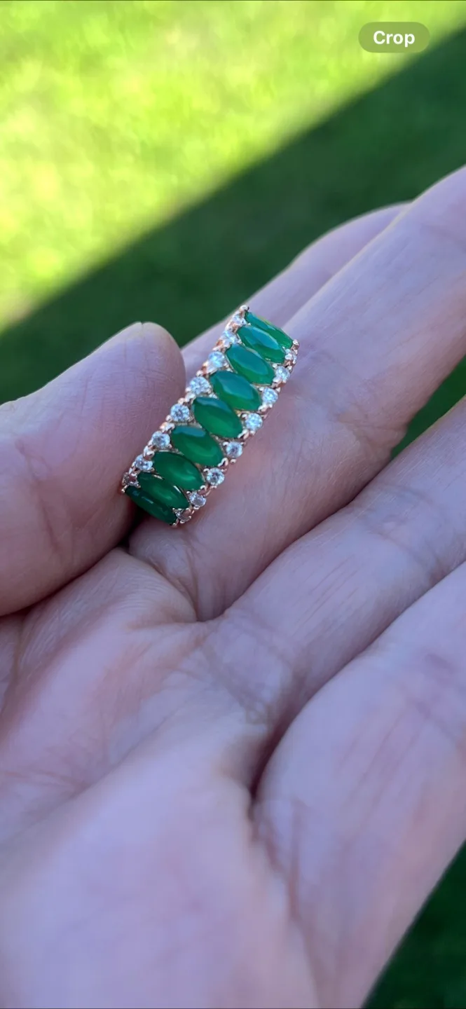 Green Stone Ring Emerald inspired . Size 9 image indicator(2)