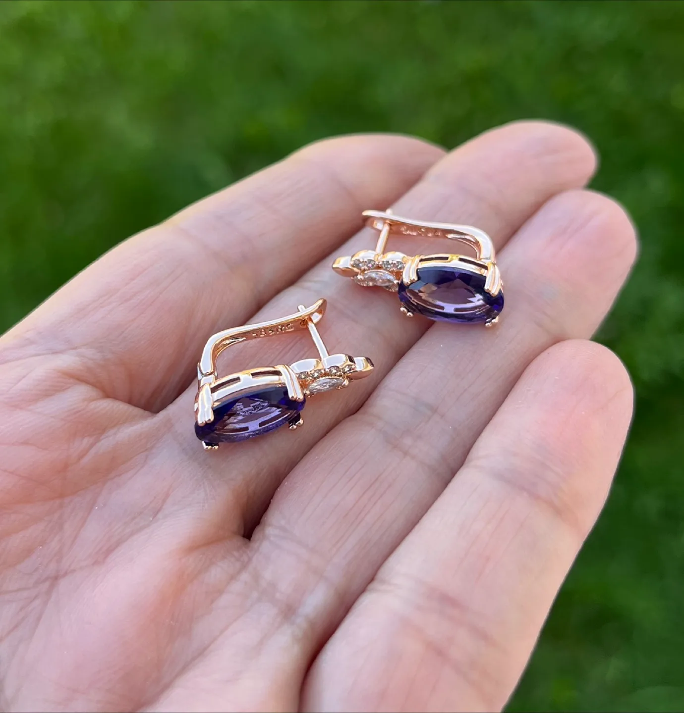 Purple zircon Drop Earrings. Amethyst inspired image indicator(2)