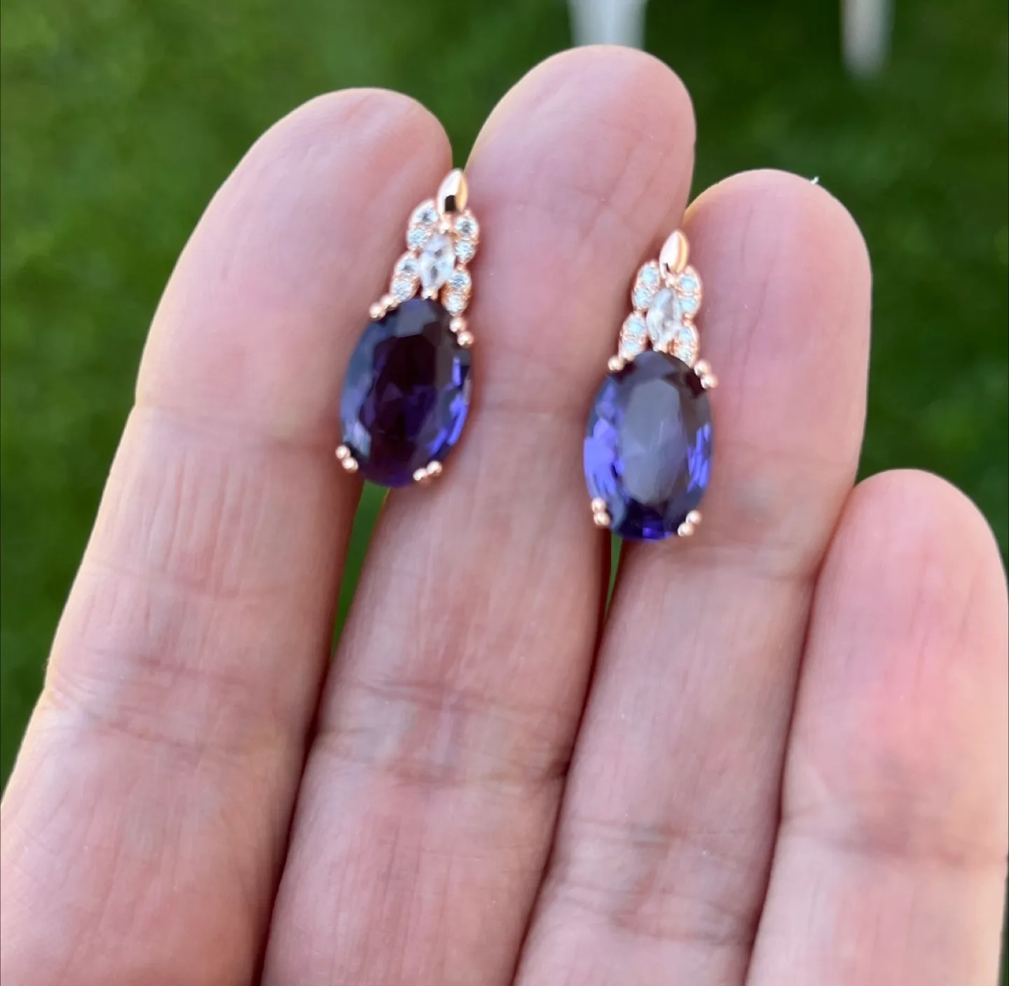 Purple zircon Drop Earrings. Amethyst inspired thumbnail