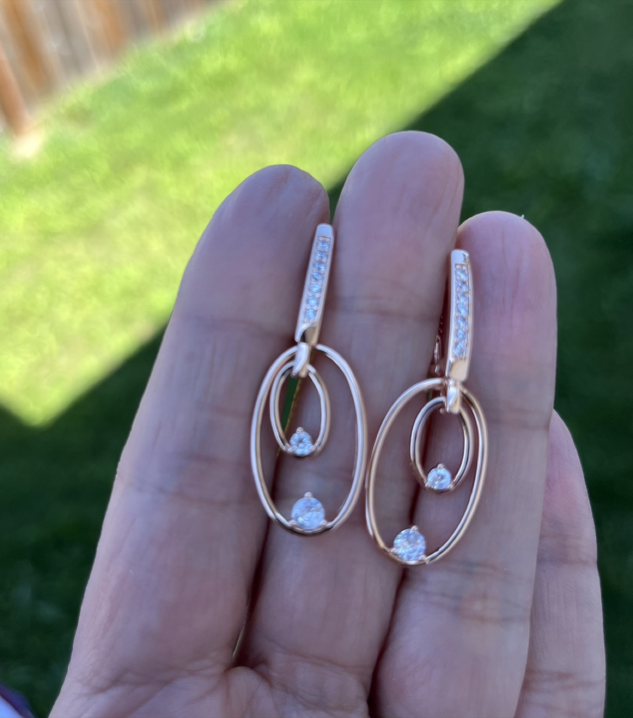Rose Gold Dangle Earrings. Gold plated
