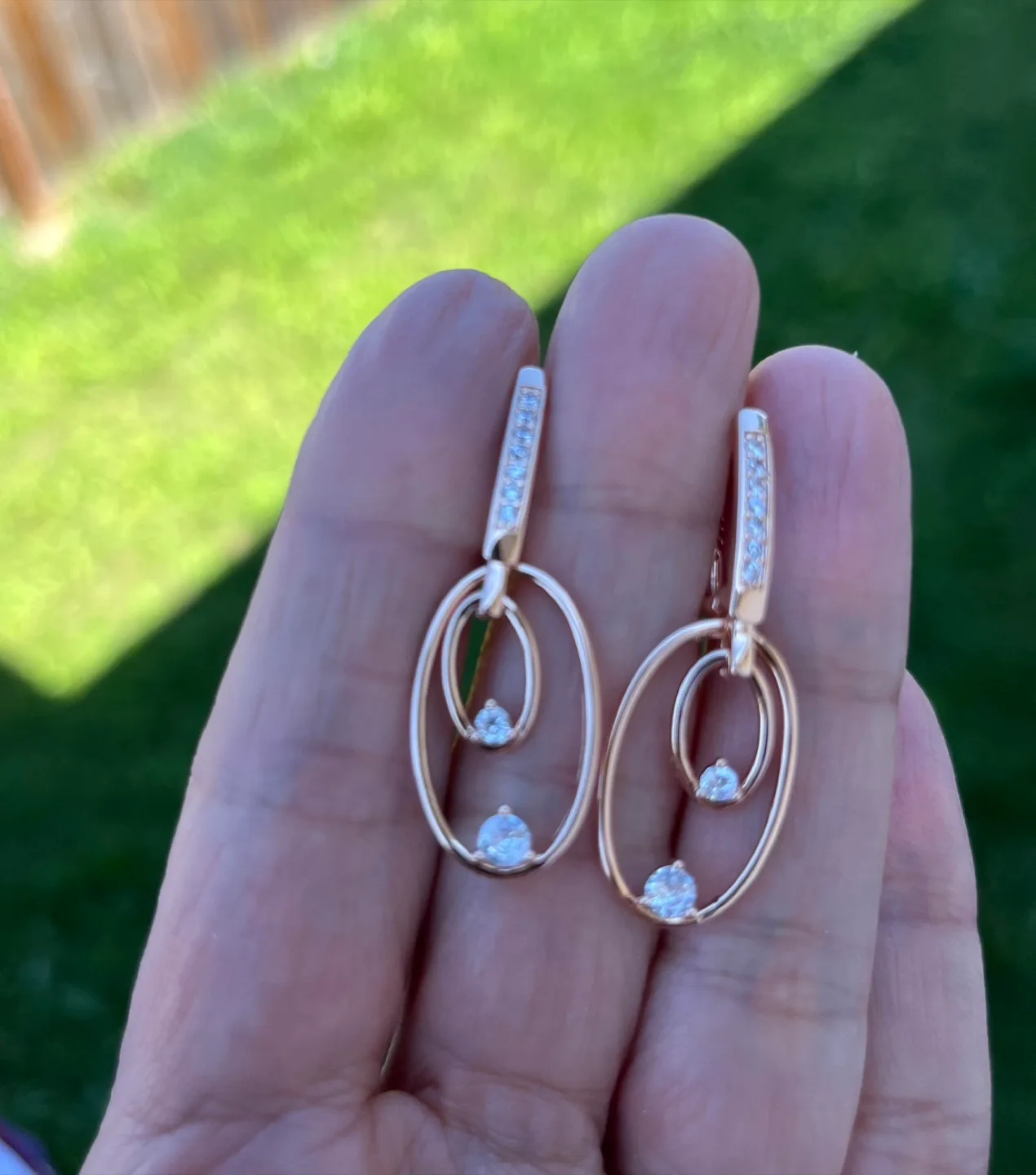 Rose Gold Dangle Earrings. Gold plated thumbnail