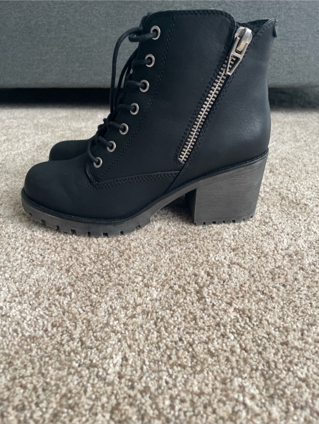 Black Lace-Up Heeled Ankle Boots from call it spring - photo 3
