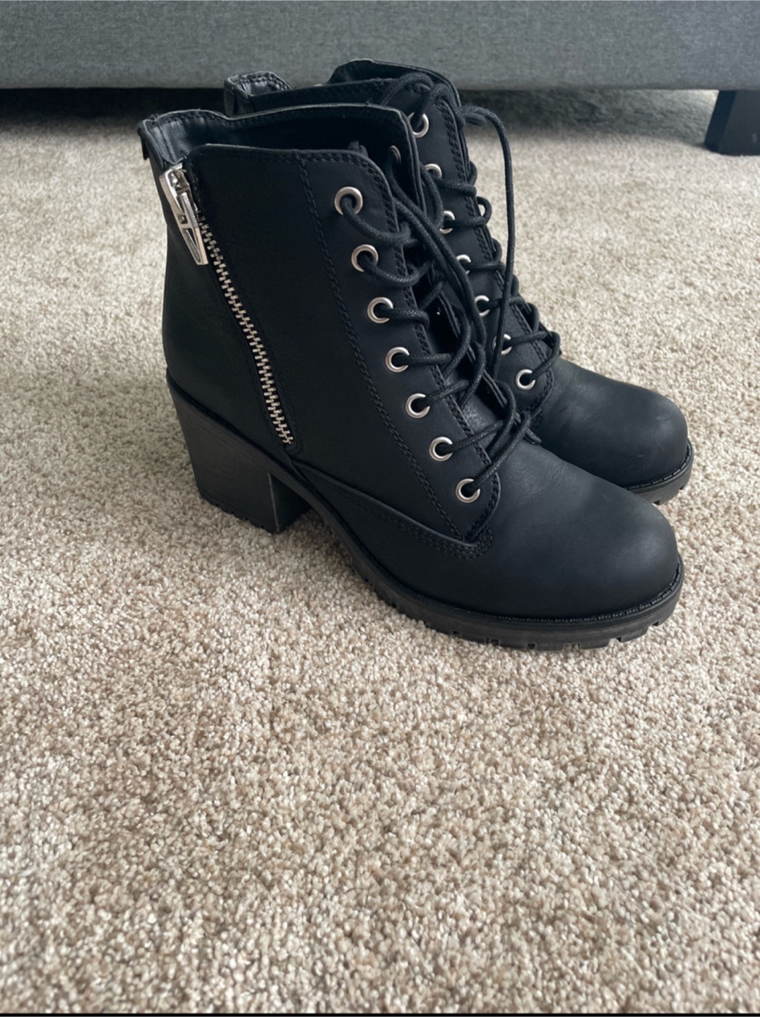 Black Lace-Up Heeled Ankle Boots from call it spring