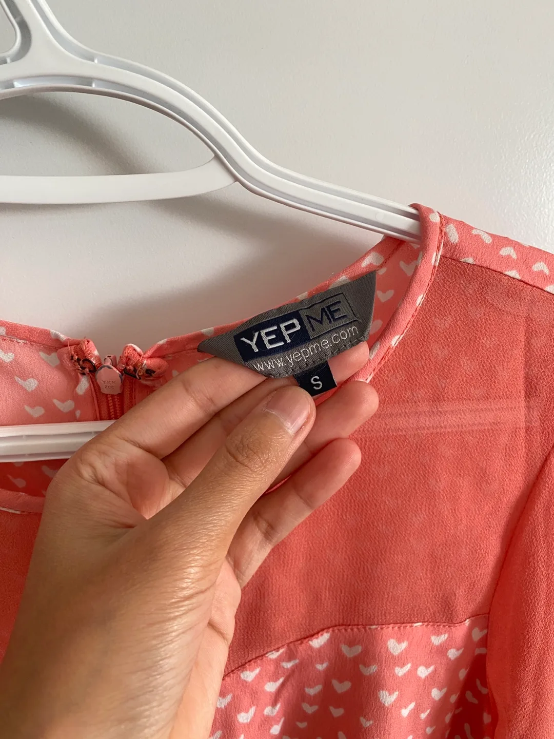 Y2K Little Hearts Peach Peplum Sweetheart Neckline Top image indicator(4)