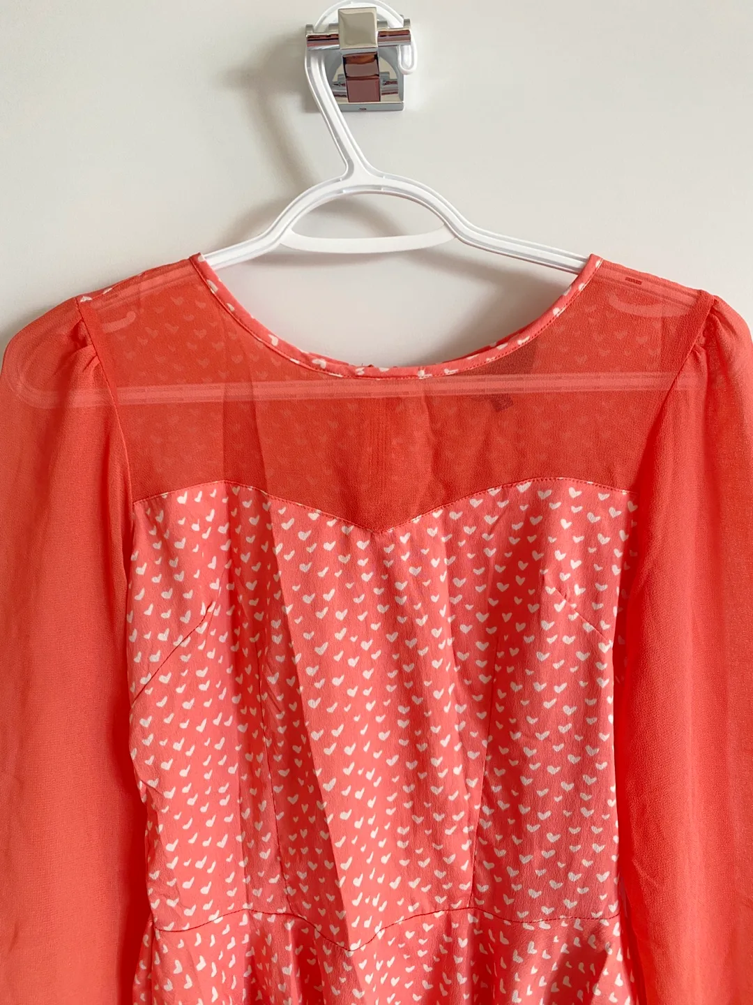 Y2K Little Hearts Peach Peplum Sweetheart Neckline Top image indicator(3)