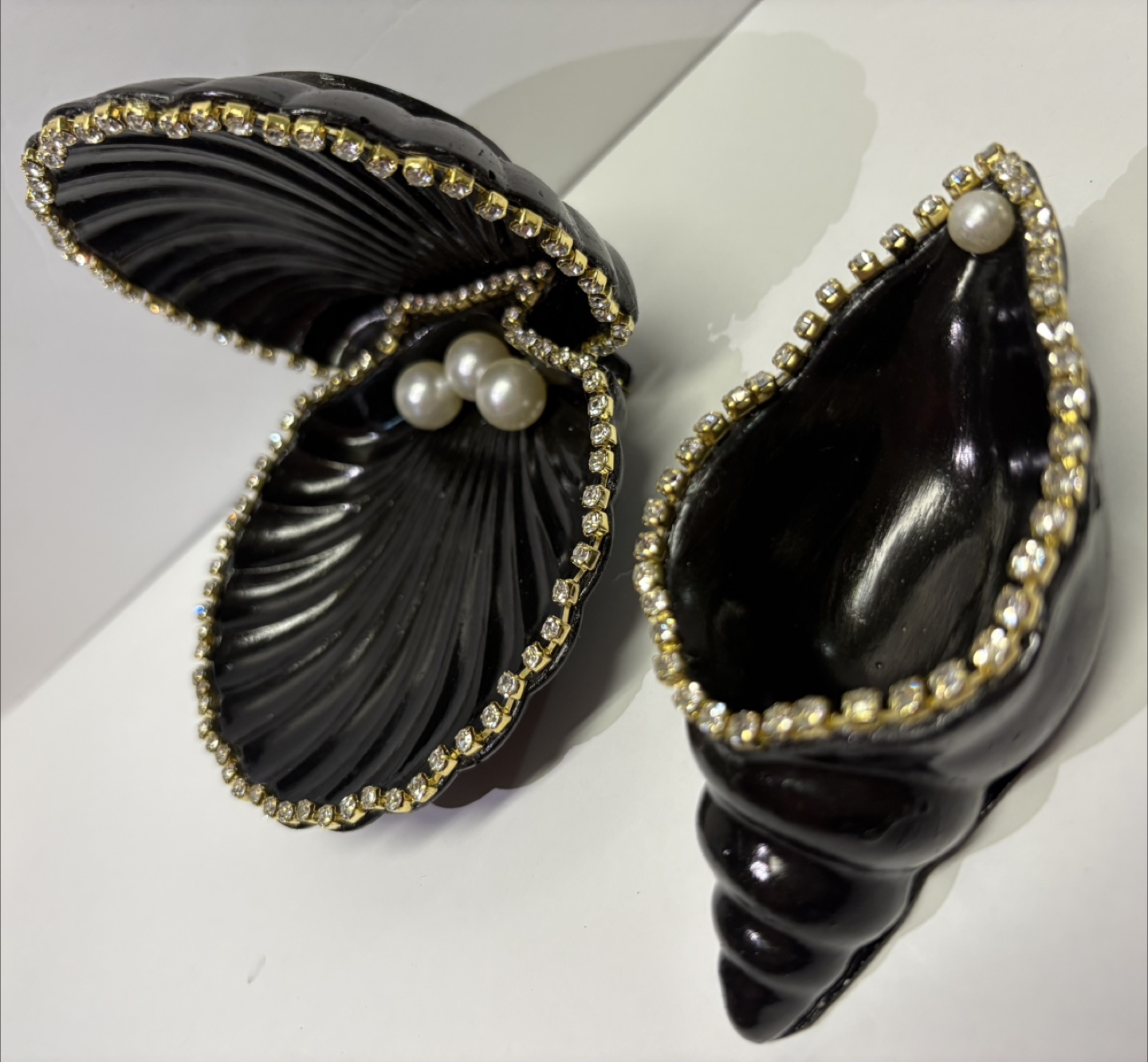 handmade black seashell trinket set |jewelry holder decor - photo 3