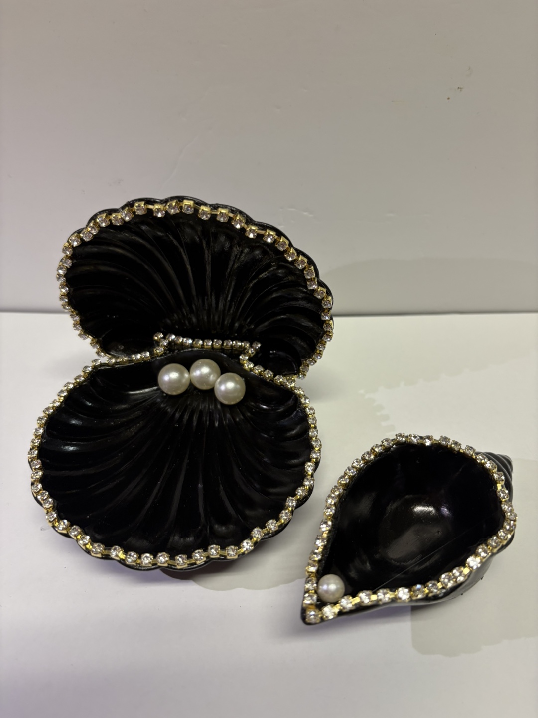 handmade black seashell trinket set |jewelry holder decor - photo 2