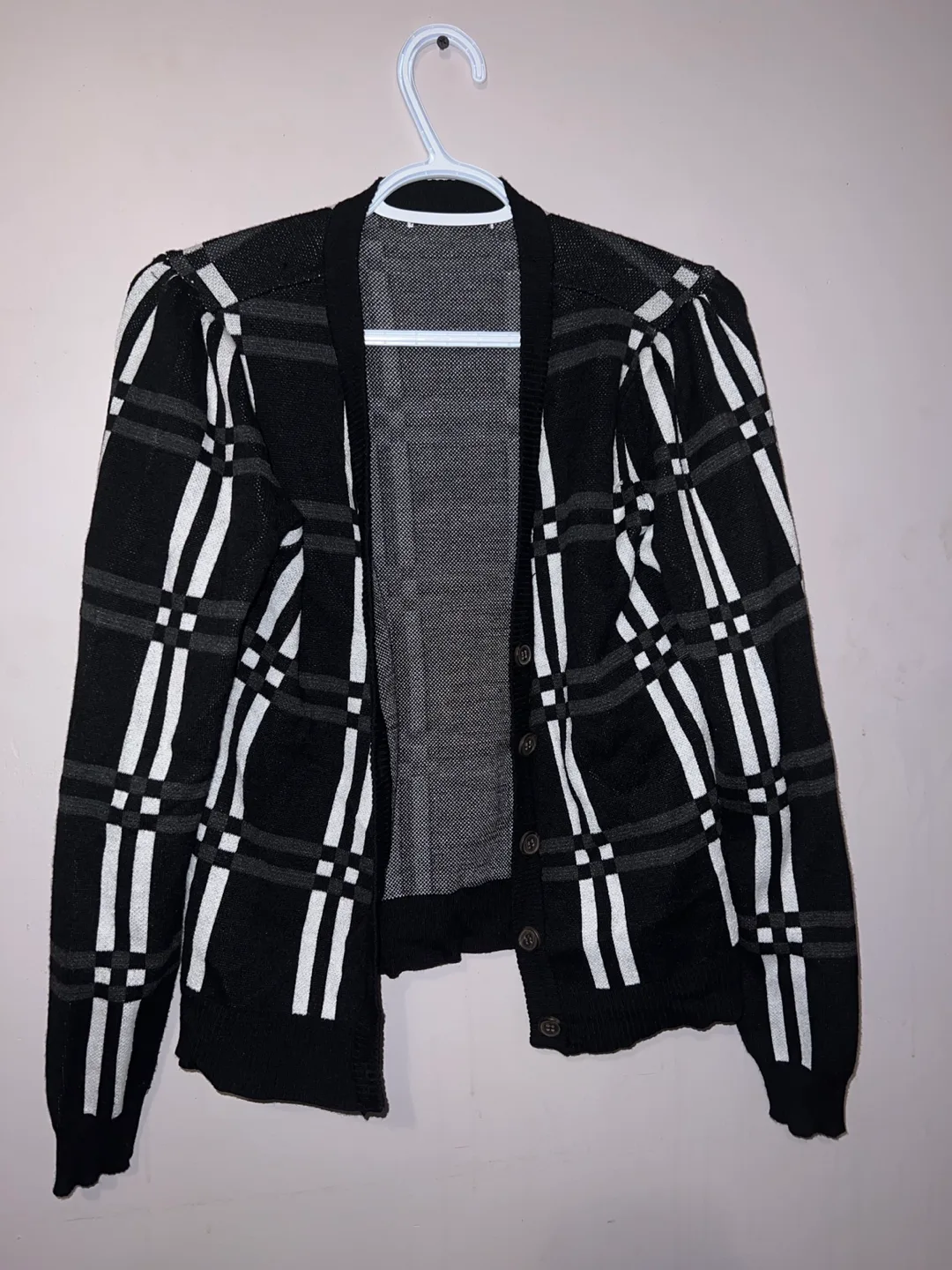 Black & White Plaid Cardigan thumbnail