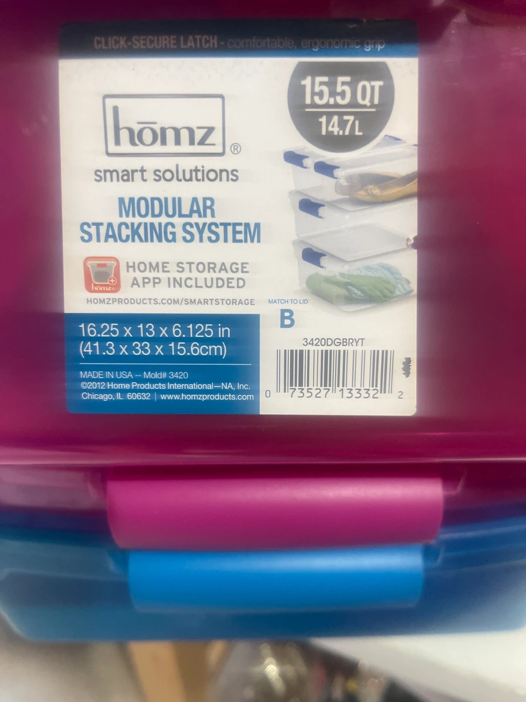 Homz 15.5 QT Modular Stacking Storage Bins - photo 3