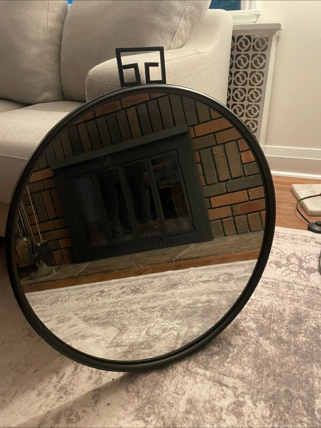 Round Black Metal Mirror with decorative detail image indicator(2)