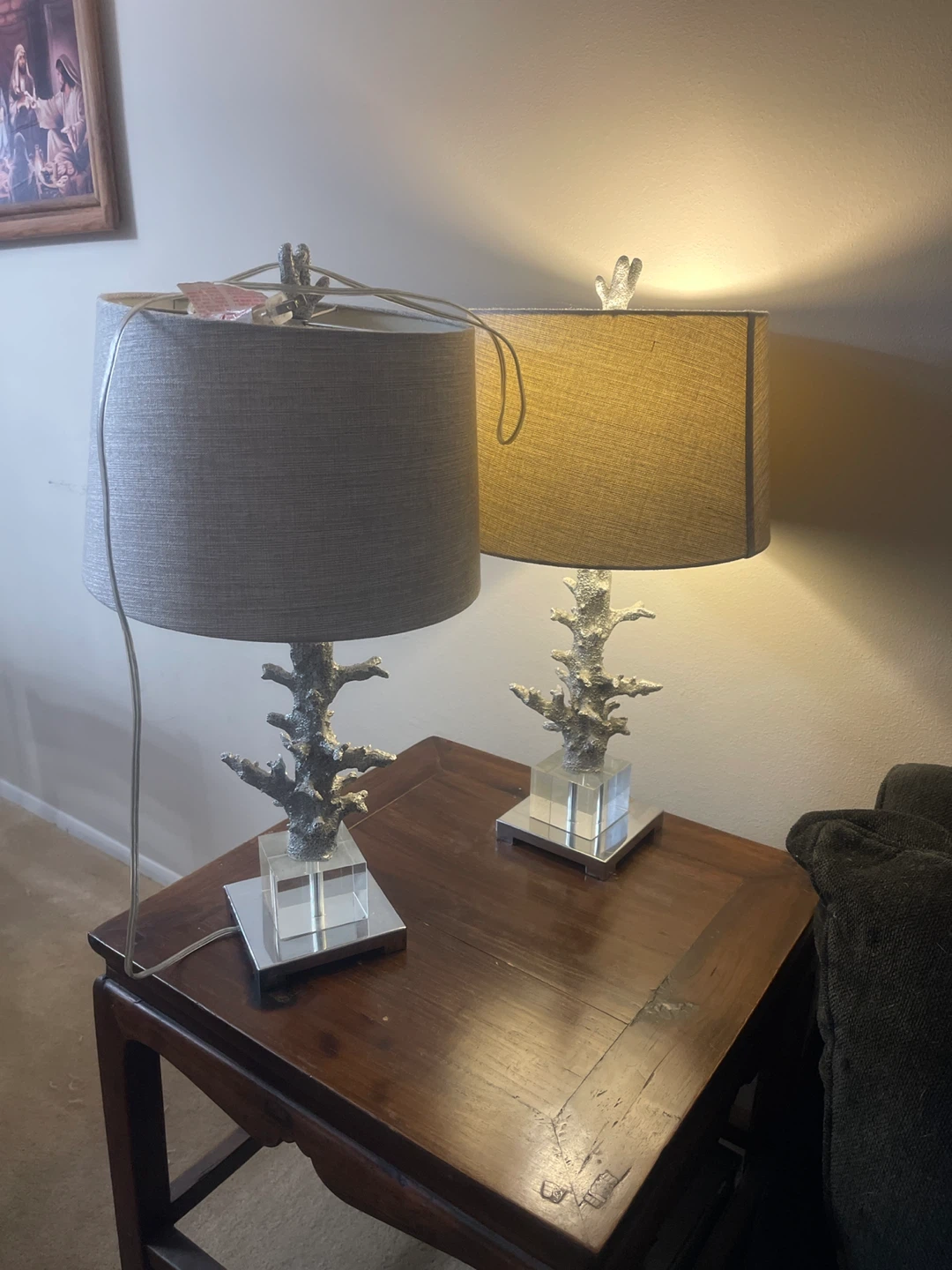 Silver Coral Table Lamp - Set of 2