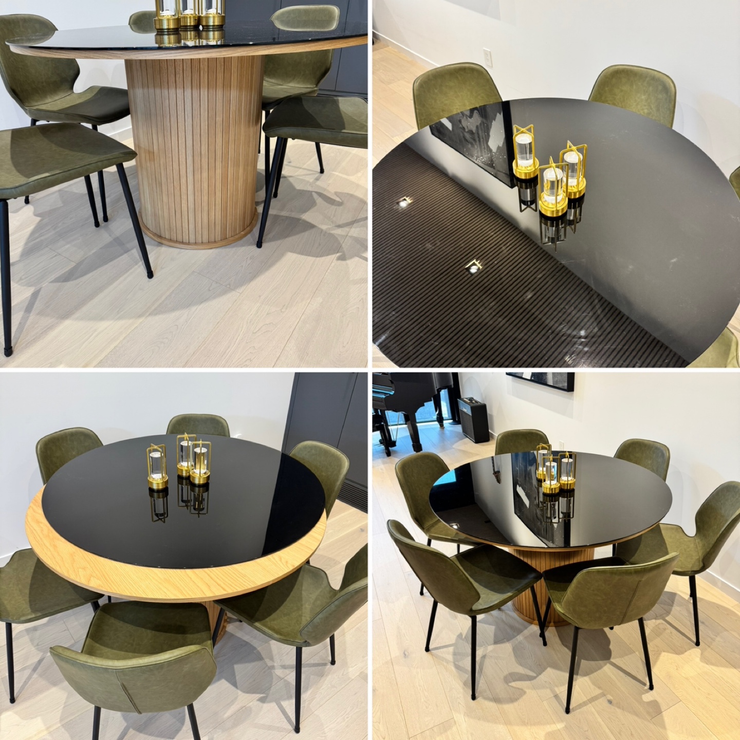 Round Dining Table with extra black glass top - photo 5