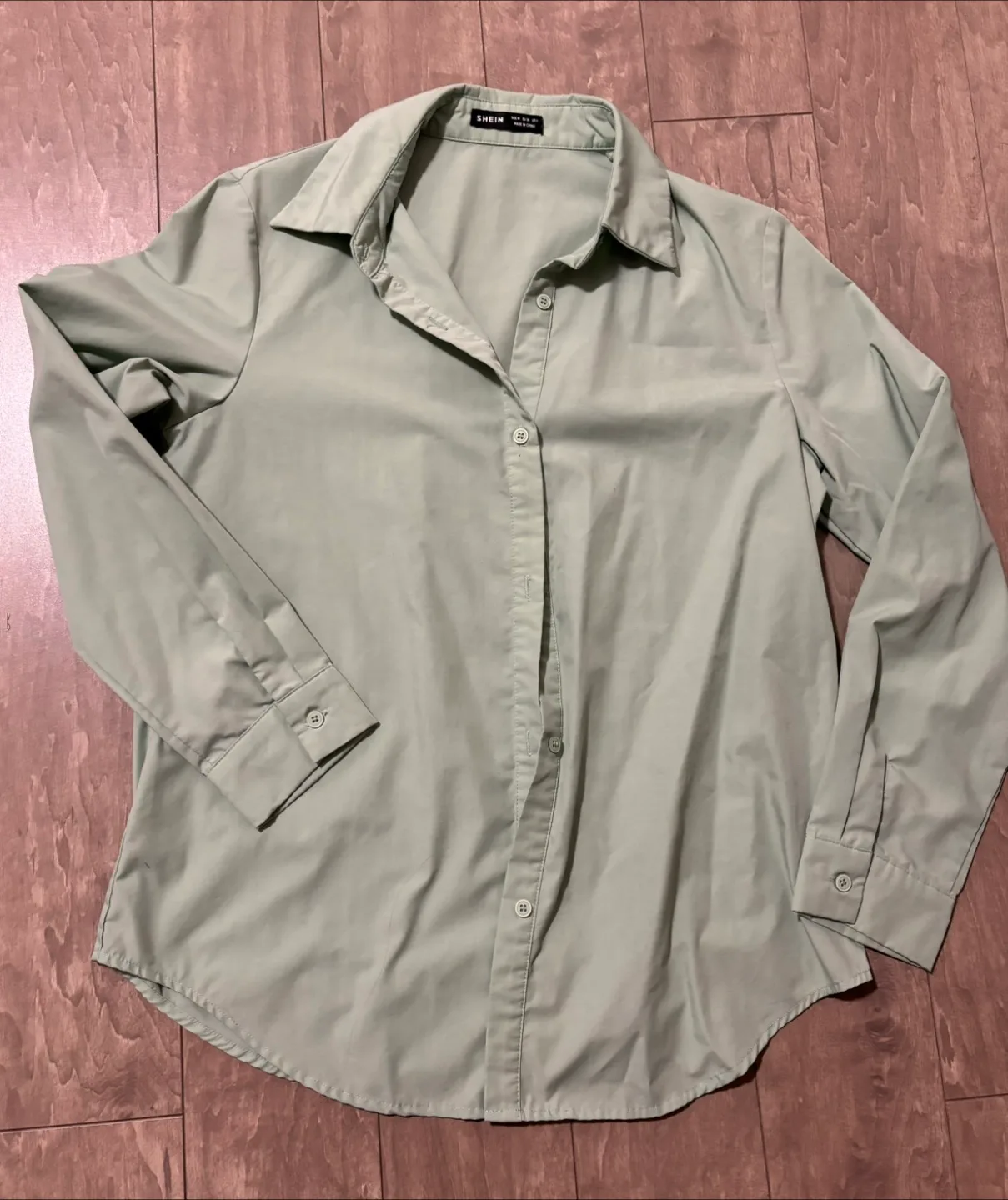 Shein Green Button-Up Shirt - Size M thumbnail