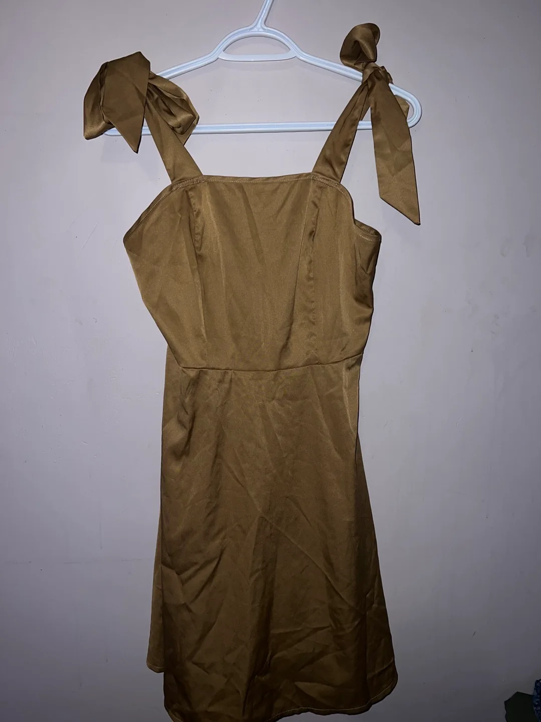 Olive Green Dress with Tie Straps thumbnail
