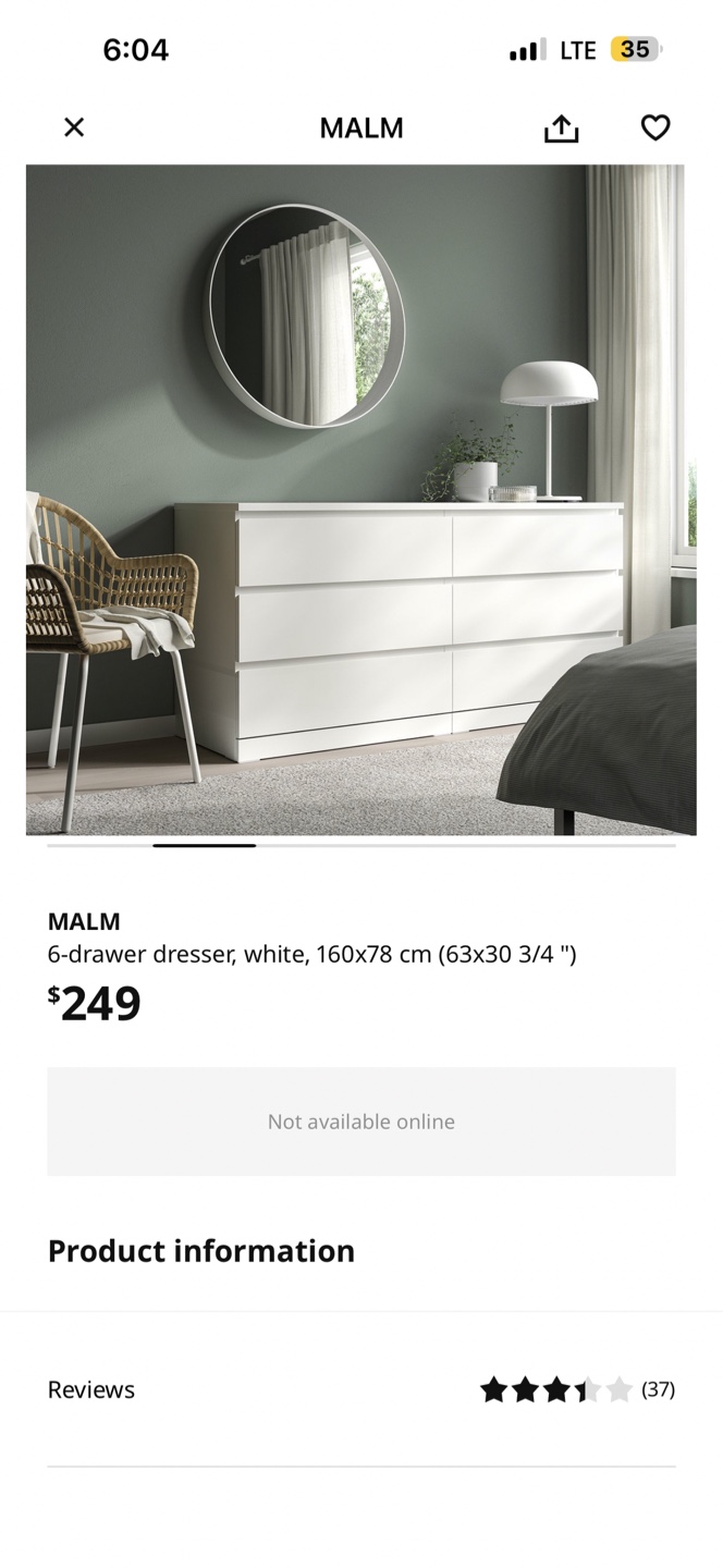 IKEA Malm 6-Drawer Dresser, White - photo 2
