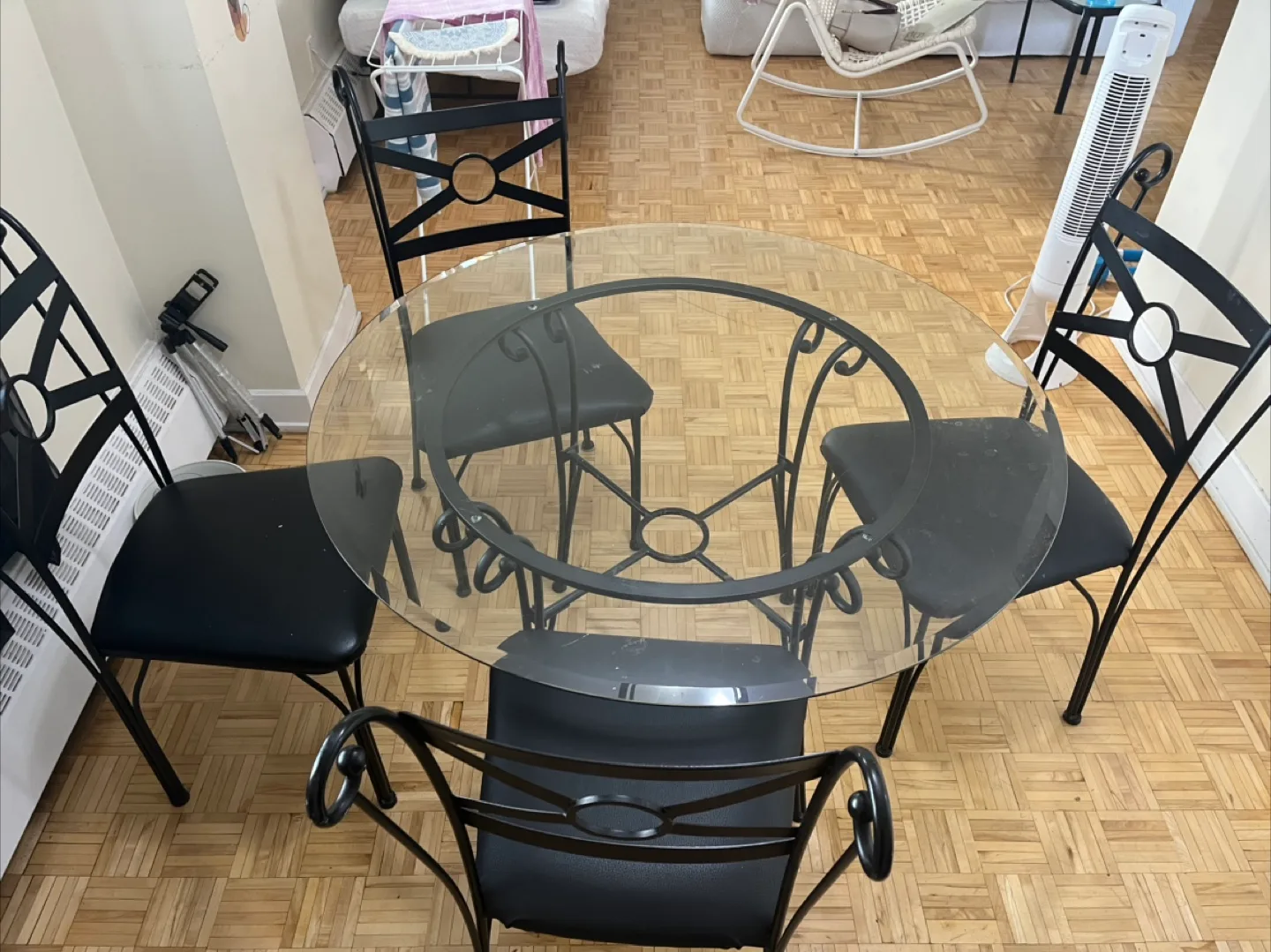 Glass Top Dining Table with 4 Chairs image indicator(2)