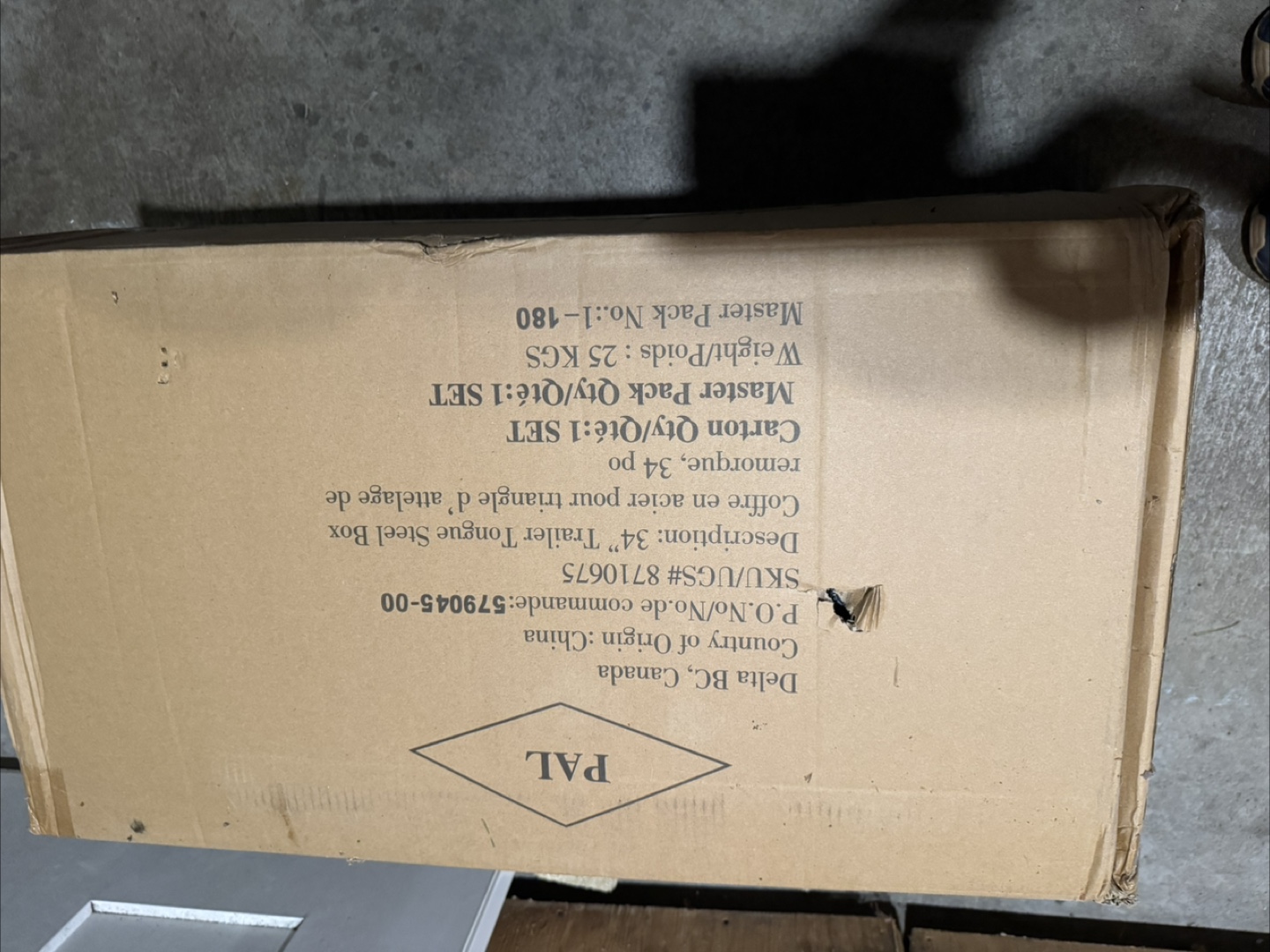 34" Trailer Tongue Steel Box - PAL