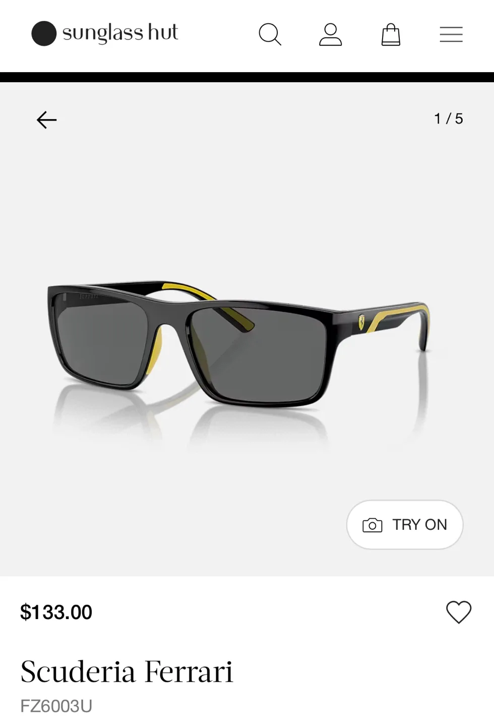Ferrari Black & Yellow Sunglasses thumbnail