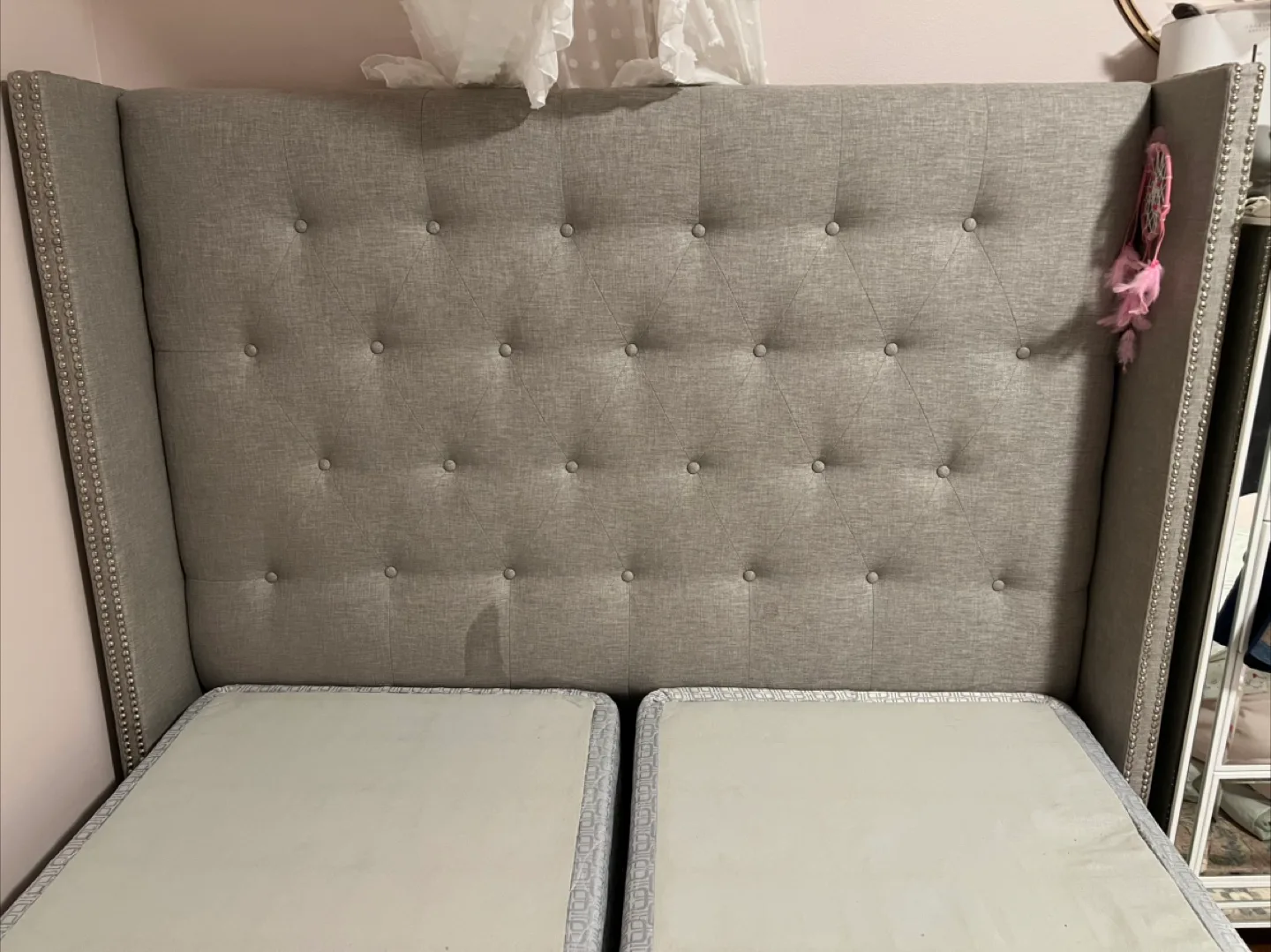 Used queen head board box spring and Frame thumbnail