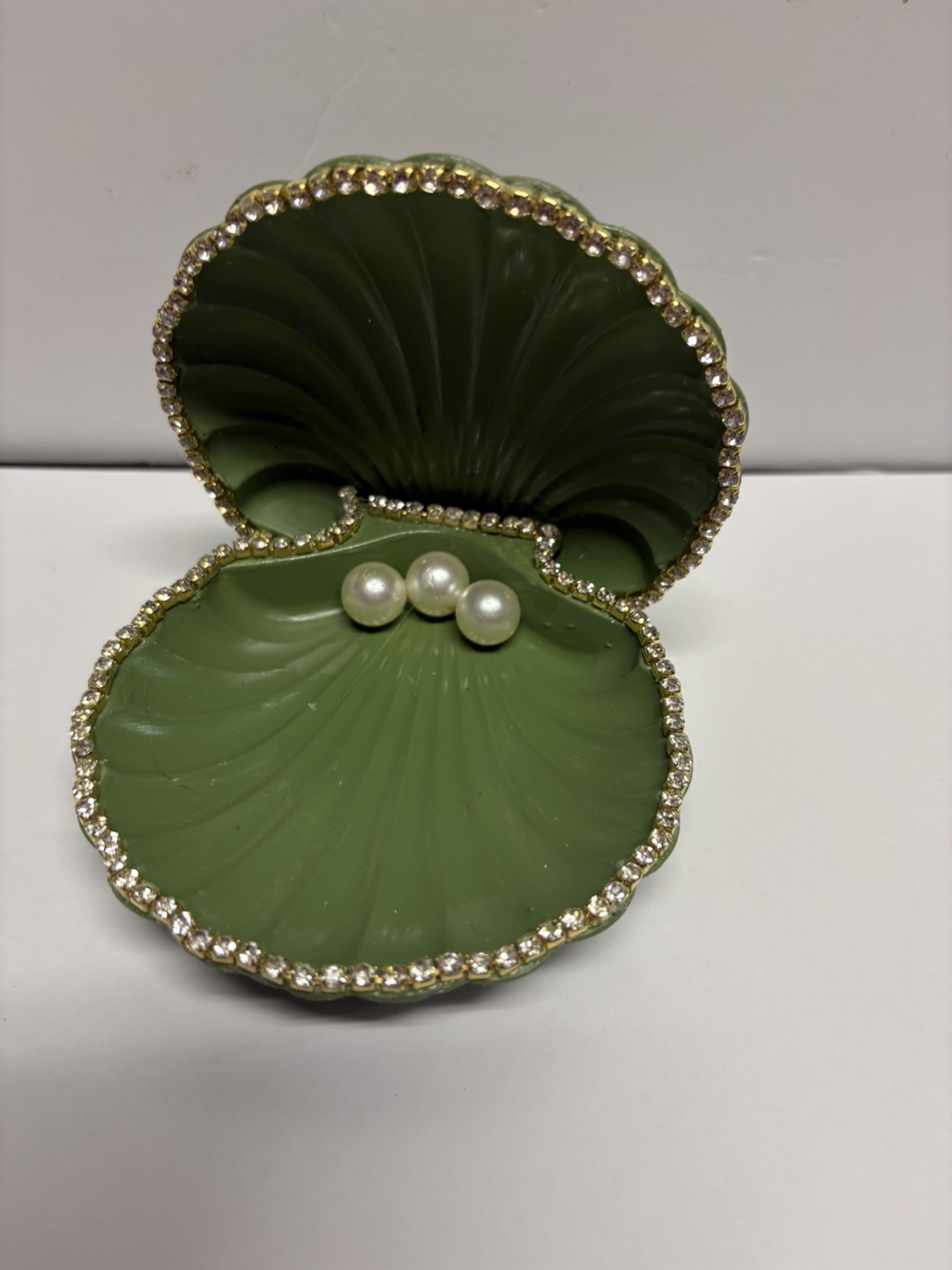 handmade green seashell trinket set |jewelry holder decor - photo 5