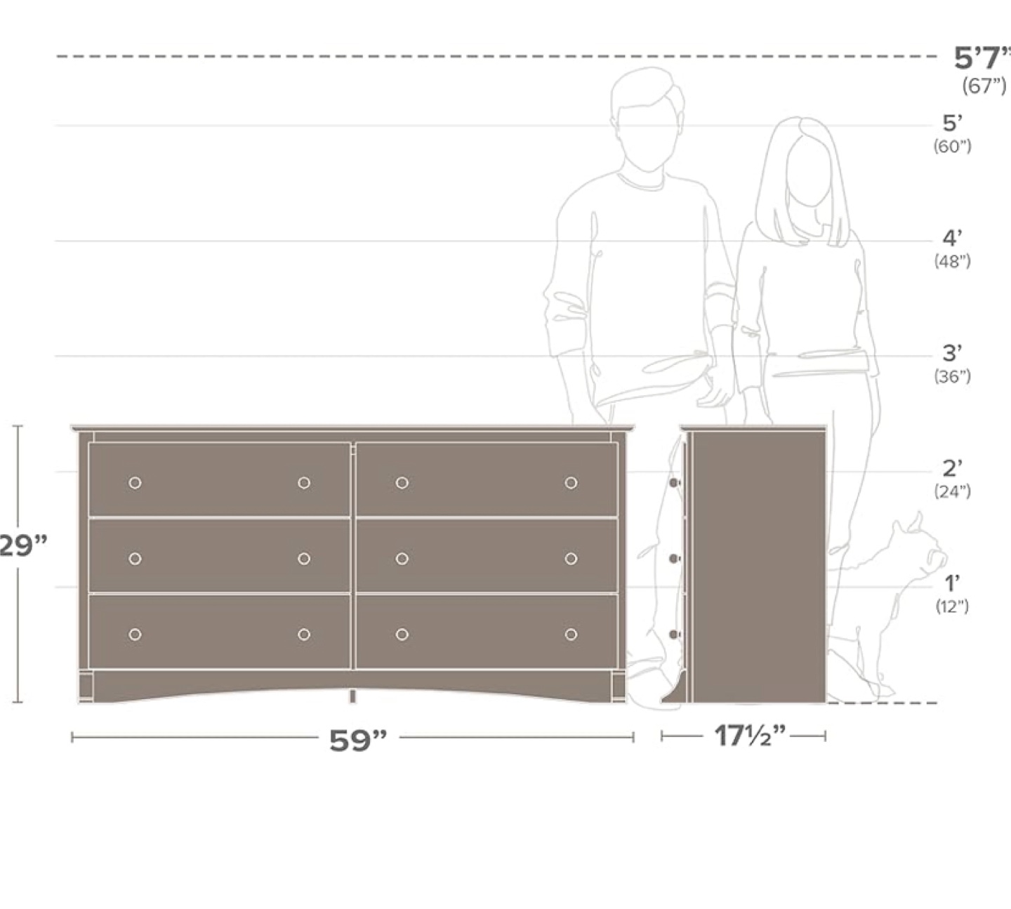Black 6-Drawer Dresser (59" x 29") - photo 4