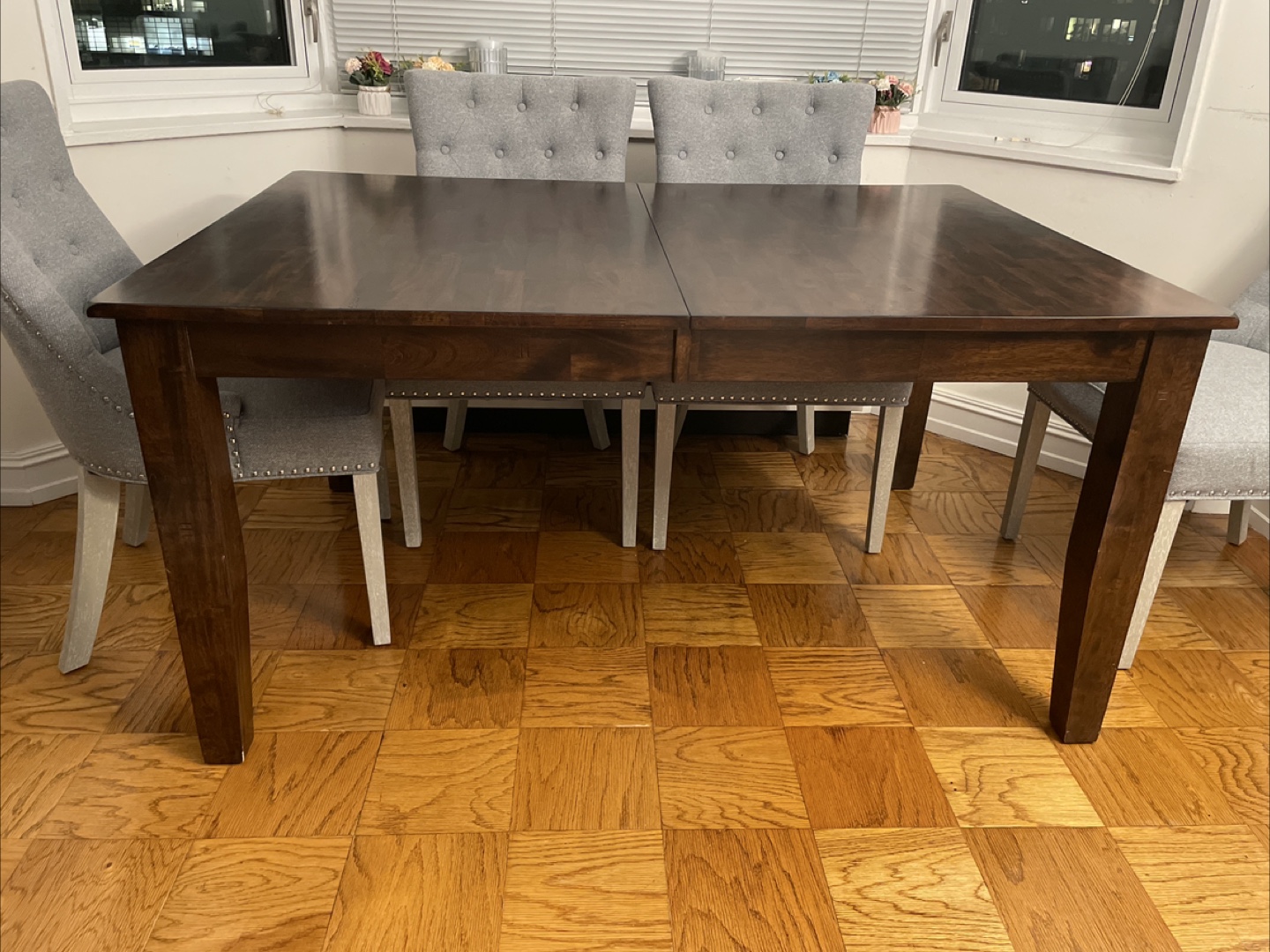 Extendable Dark Wood Dining Table