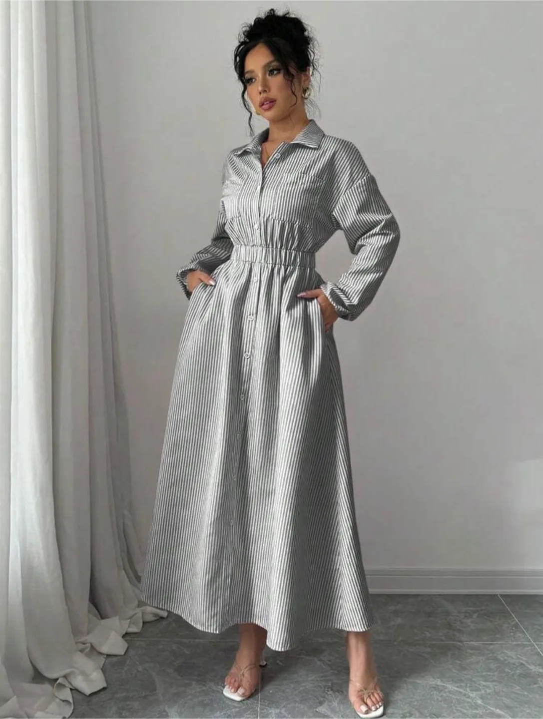 Striped Button-Up Maxi Dress thumbnail