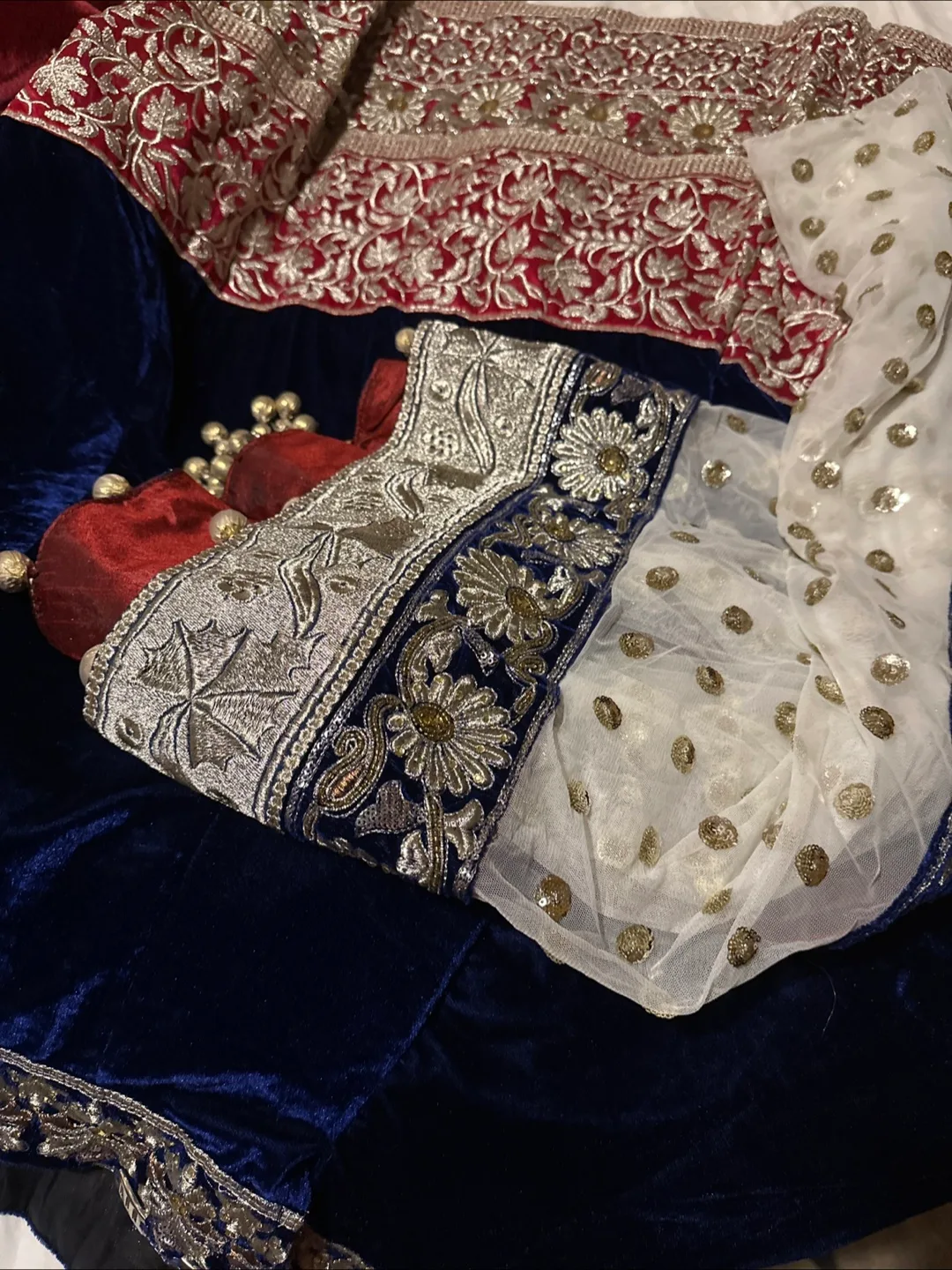 Desi lehenga velvet and blue colour thumbnail