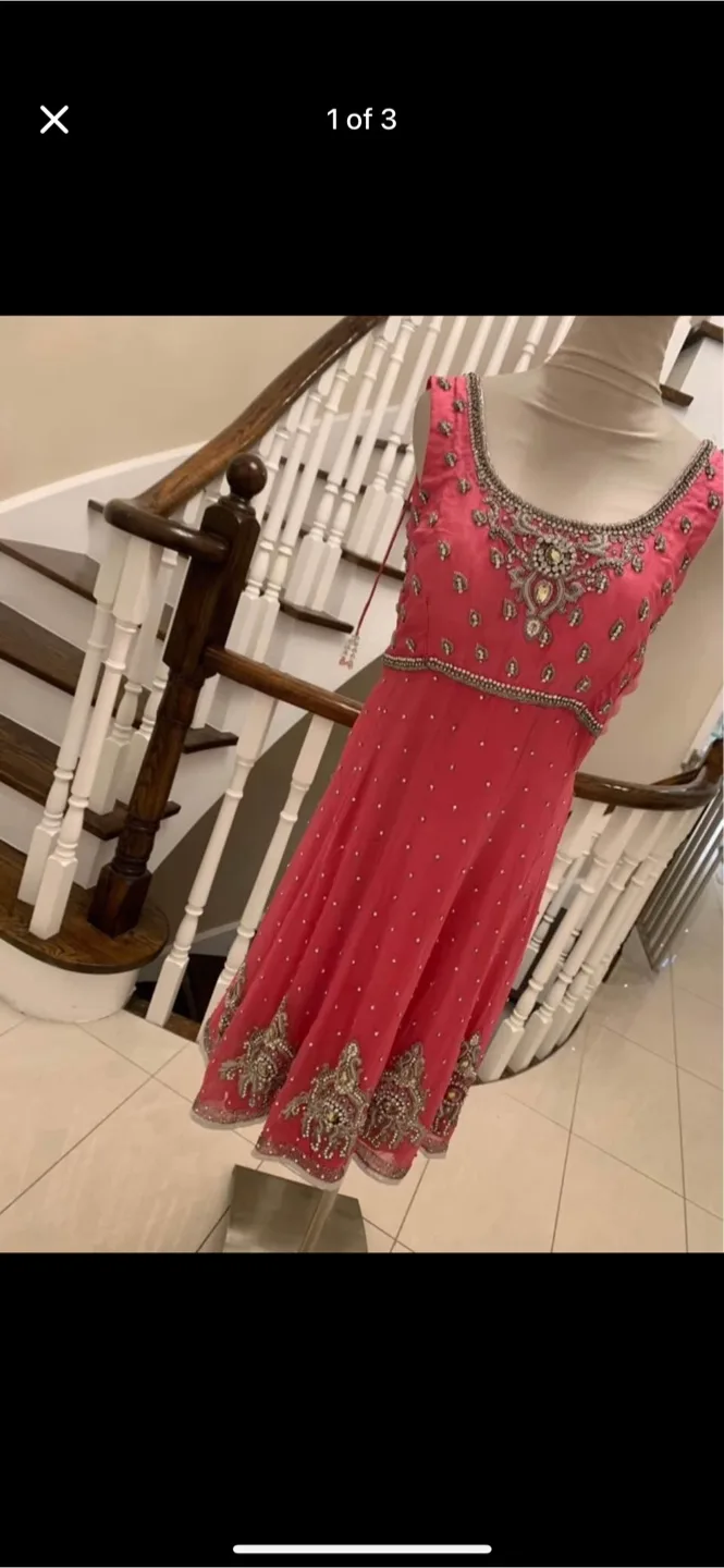 Pink Indian Dress with Silver Embroidery thumbnail