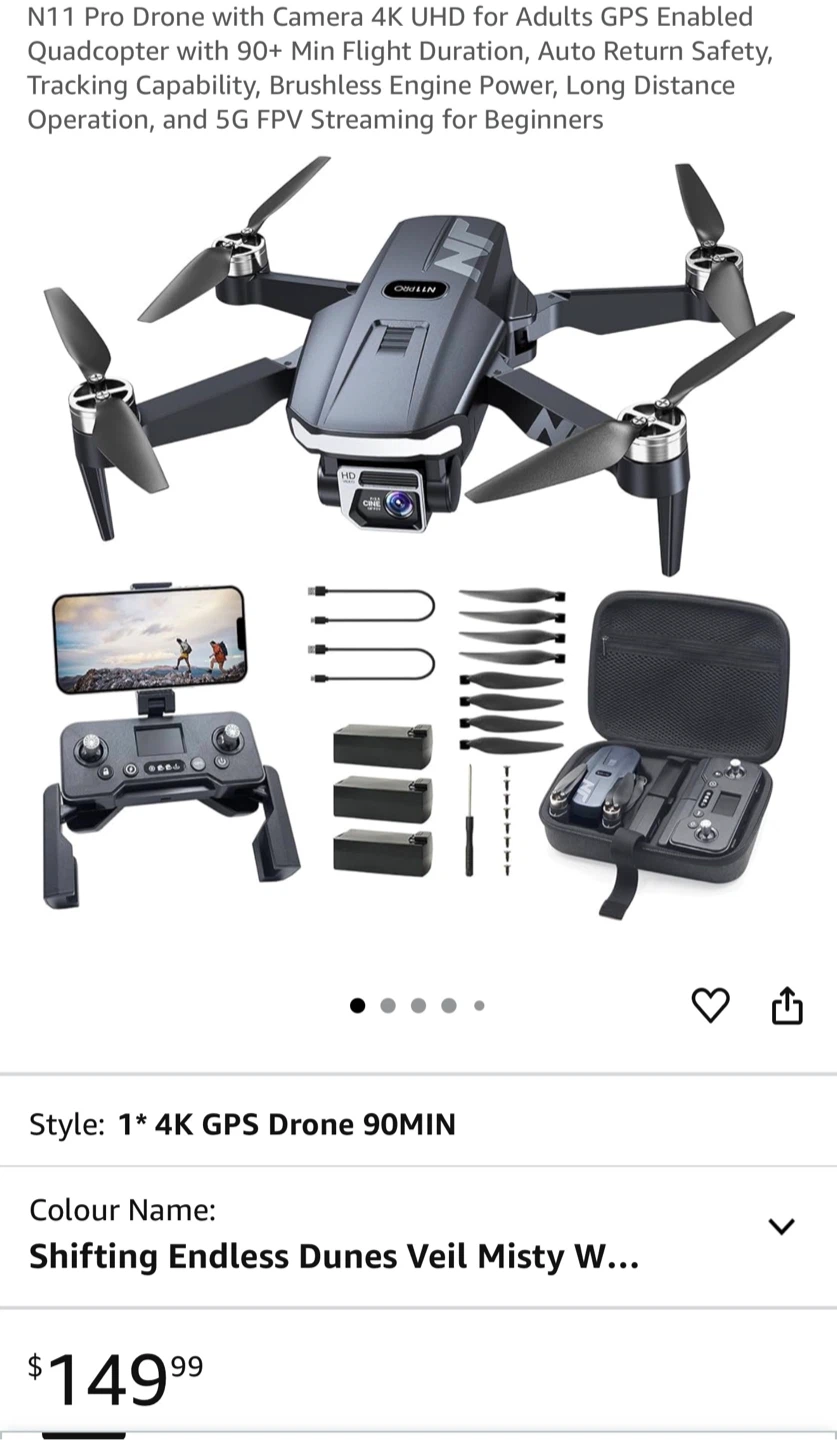 NaiFyre N11 Pro 4K GPS Drone - Like New! - photo 4