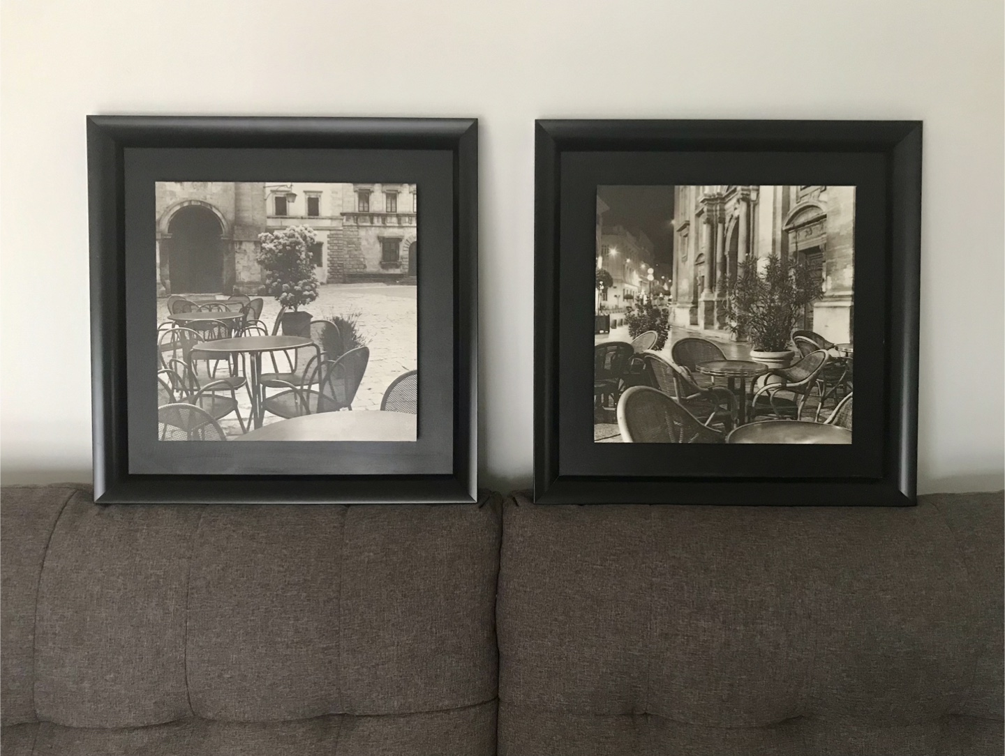 Lg FRENCH BISTRO ART SET, B&W Pair, 22” Square, LIKE NEW!