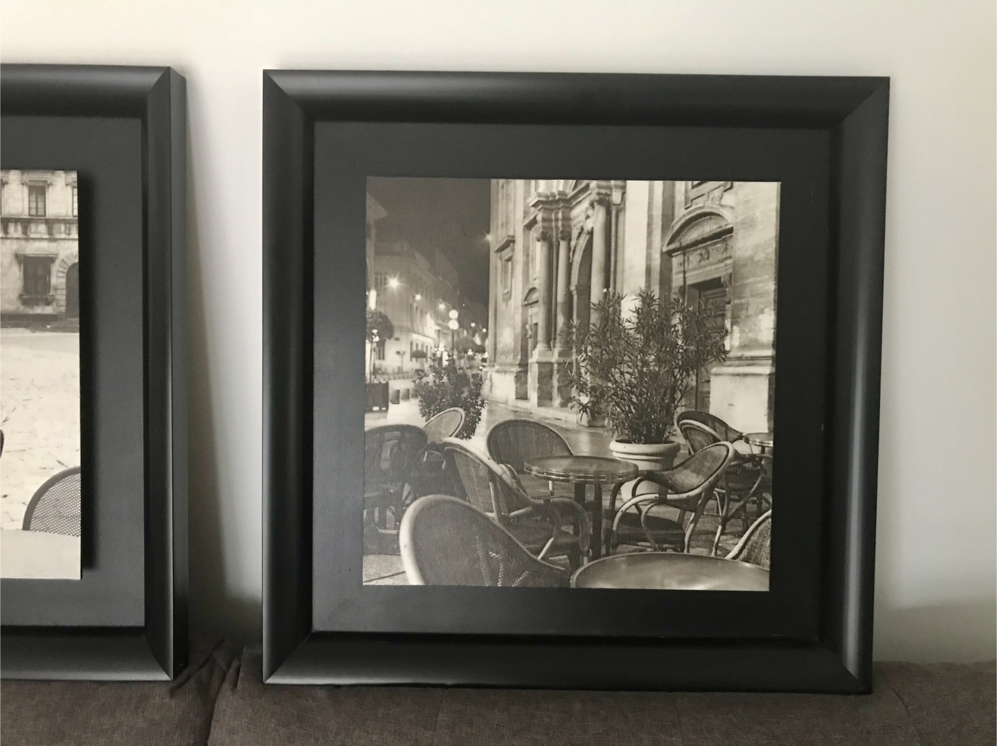 Lg FRENCH BISTRO ART SET, B&W Pair, 22” Square, LIKE NEW! - photo 3