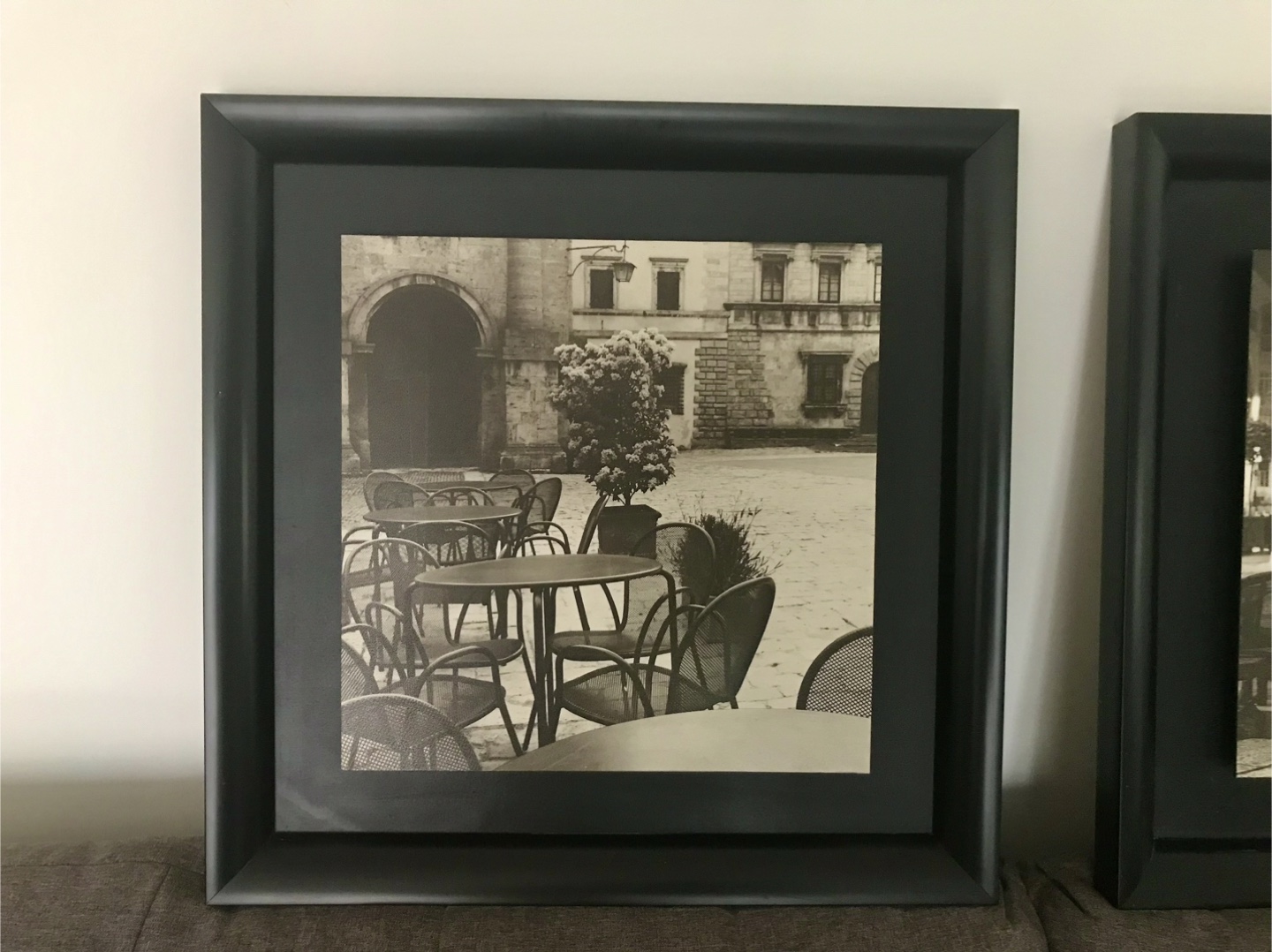 Lg FRENCH BISTRO ART SET, B&W Pair, 22” Square, LIKE NEW! - photo 2