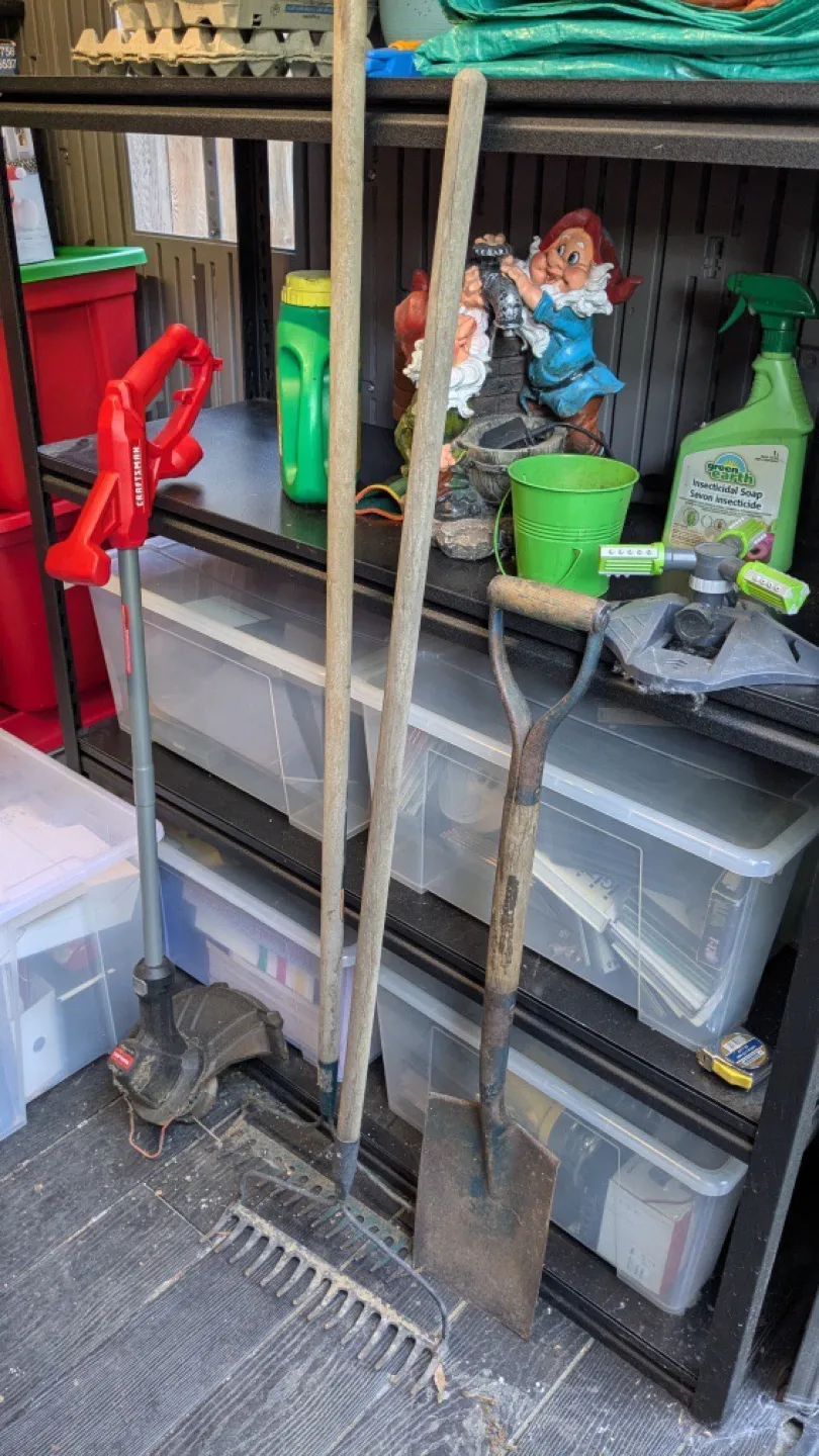 A mix of garden tools and nuts & bolts, etc thumbnail