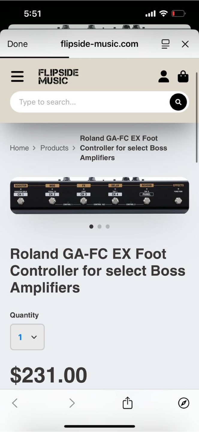 Boss GA-FC EX Foot Controller - Like New!