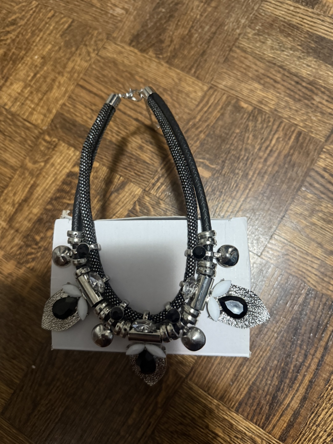 Statement Necklace - Black, White, Silver