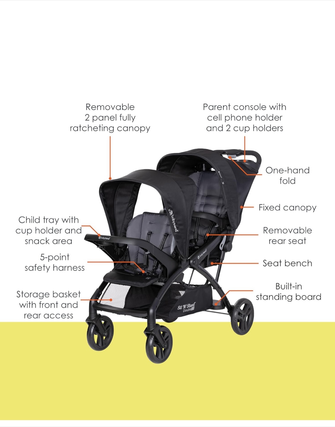 Double stroller with rain cover - photo 2