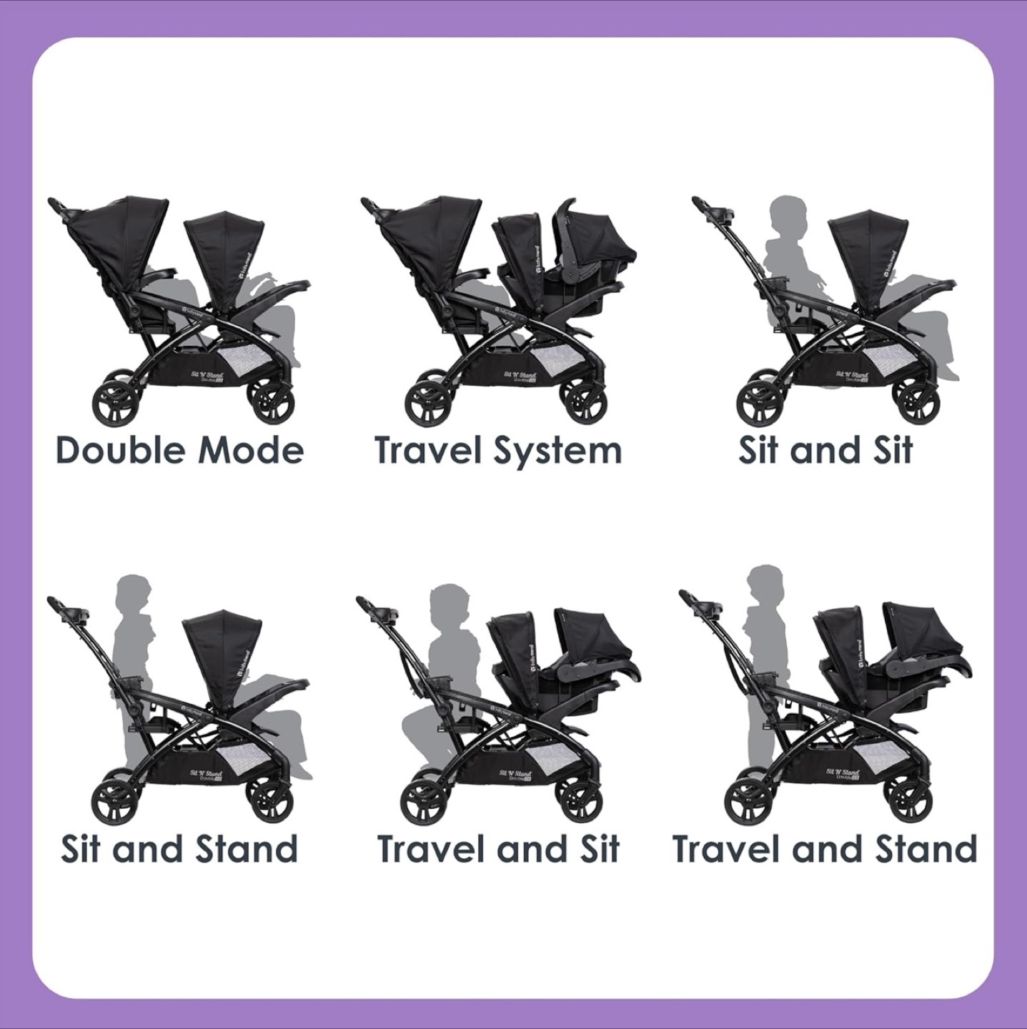 Double stroller with rain cover - photo 4