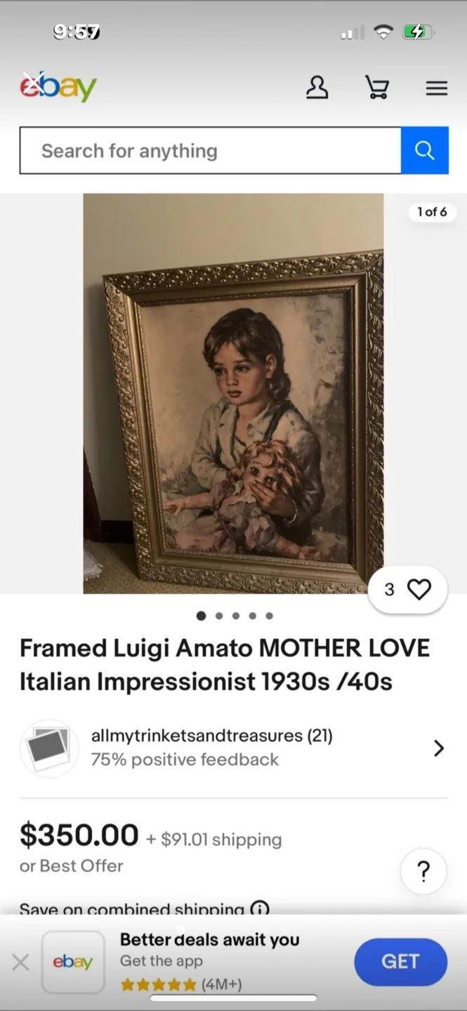 Framed Luigi Amato Mother Love Italian Impressionist image indicator(5)