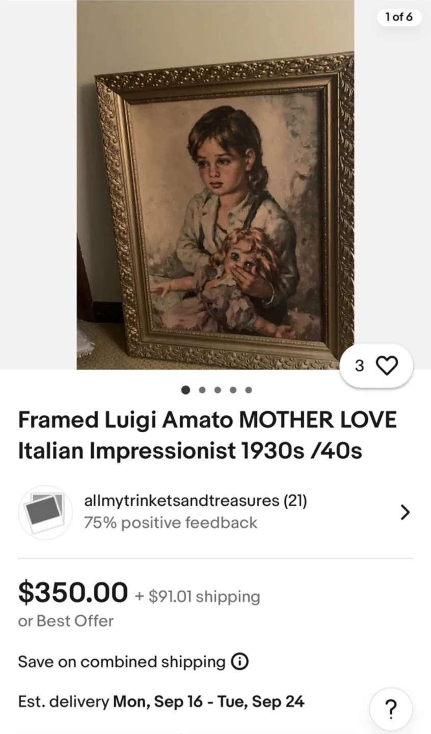 Framed Luigi Amato Mother Love Italian Impressionist image indicator(6)