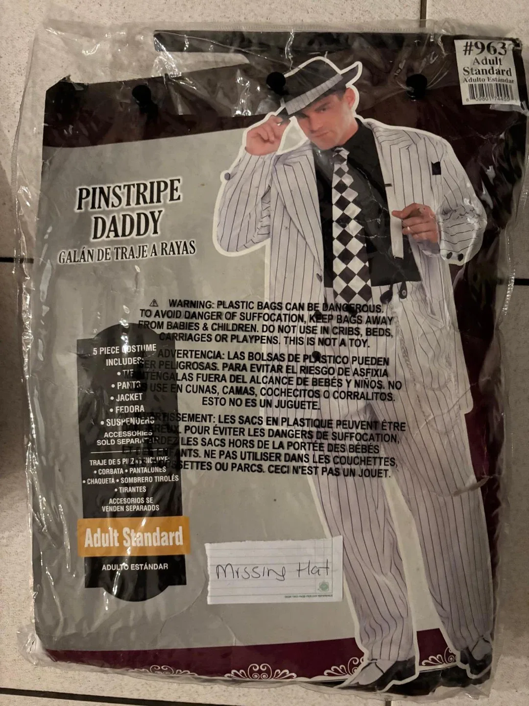 Pinstripe Daddy Adult Costume - Standard Size (Missing Hat) thumbnail