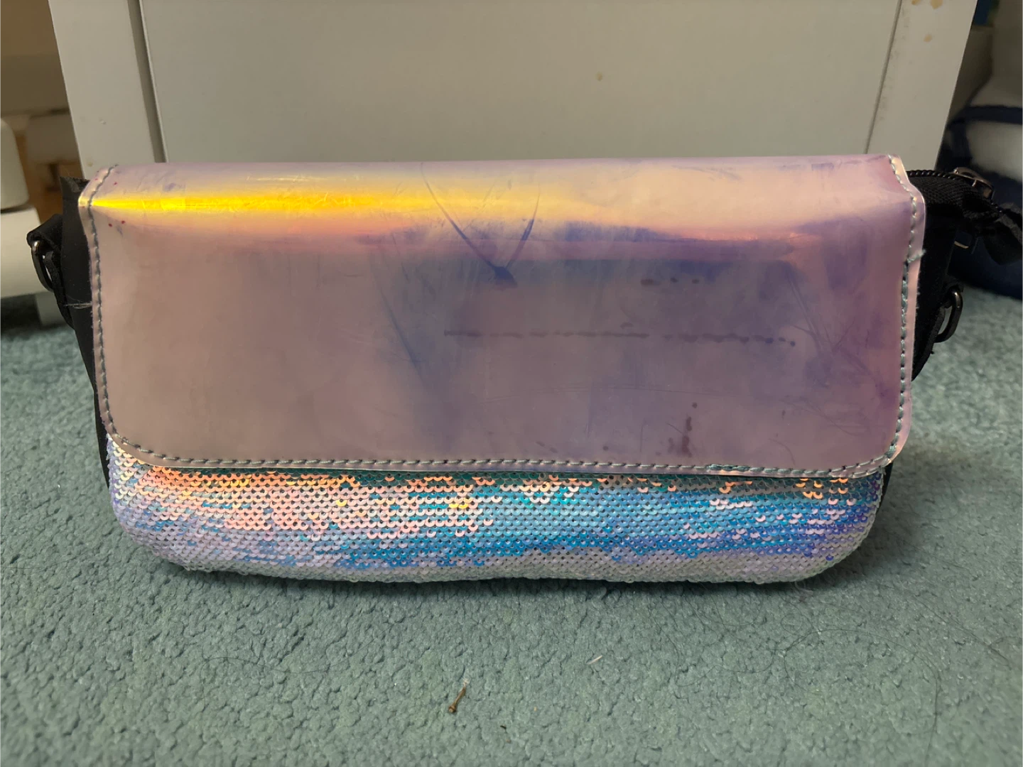 Black & Iridescent Sequin Bag